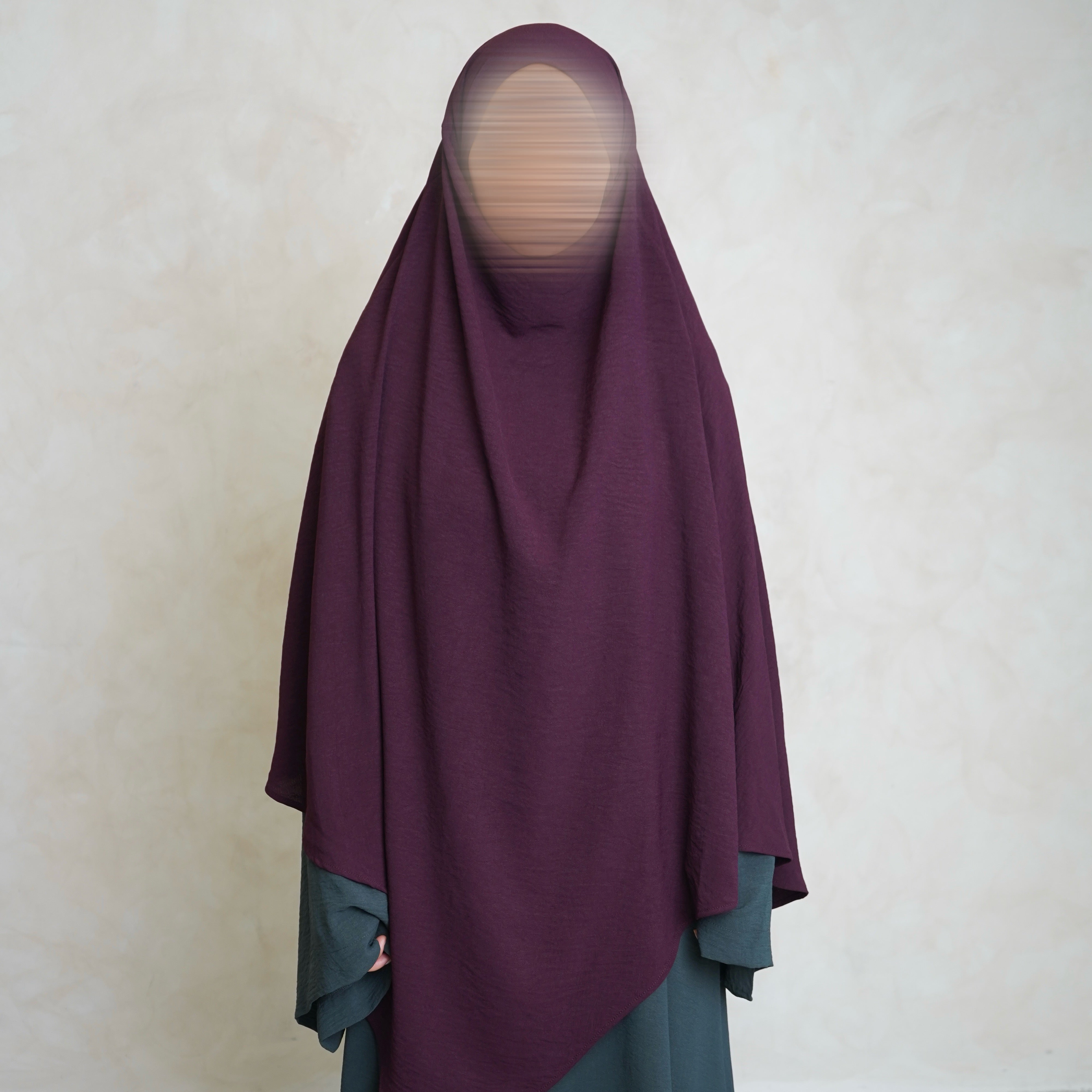 Burgundy Crepe Khimar with Niqab Ties