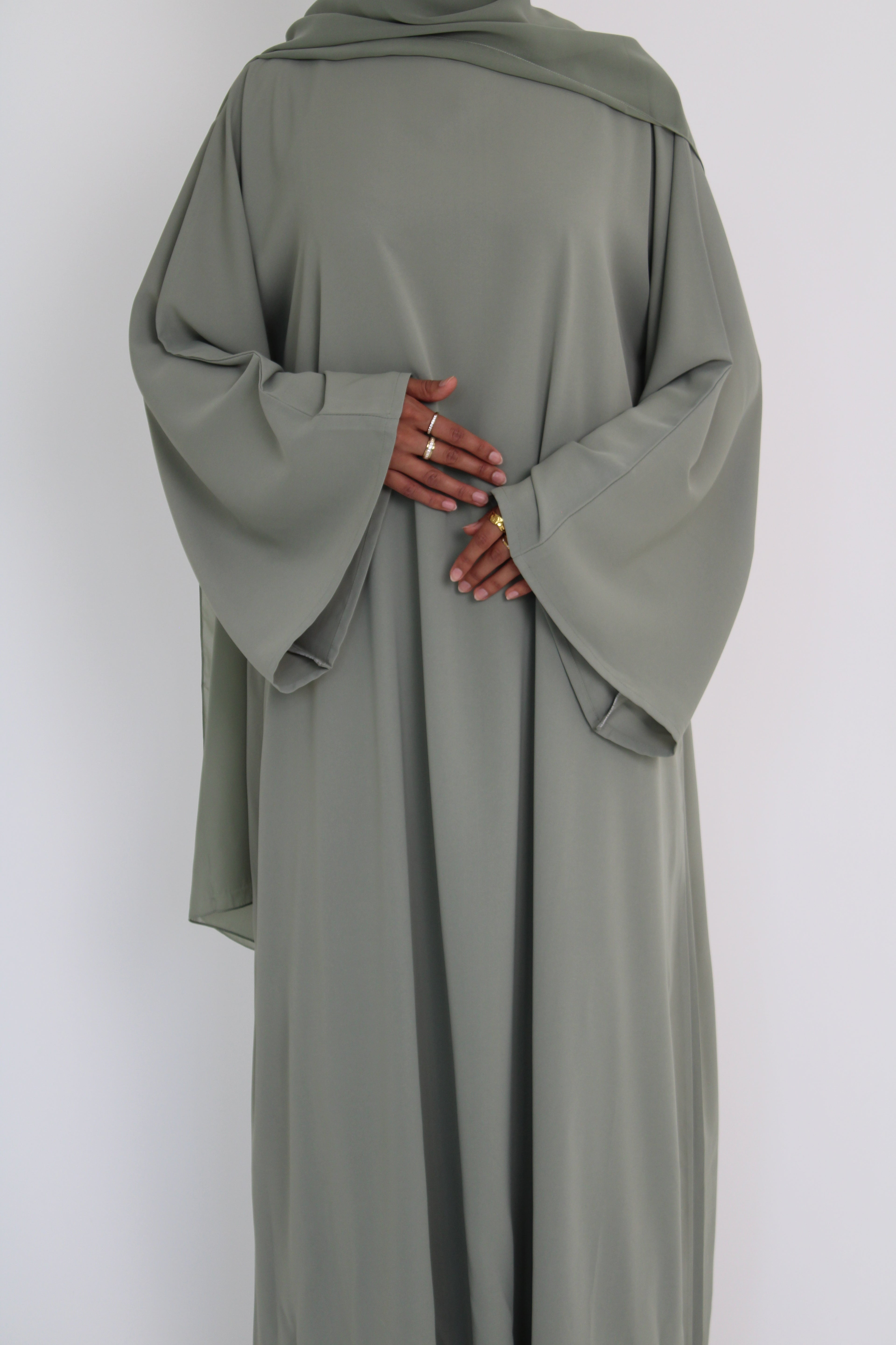 Matcha Green Sleeve Abaya with hijab