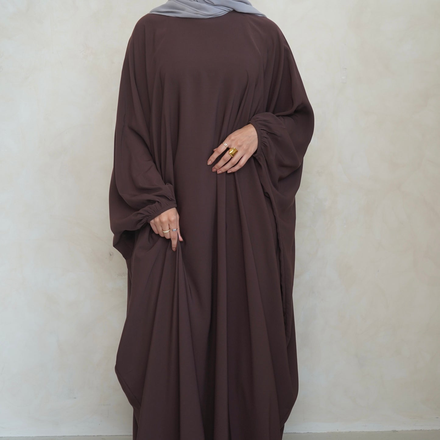 Cuffed Norah Batwing Jilbaya Choc Brown