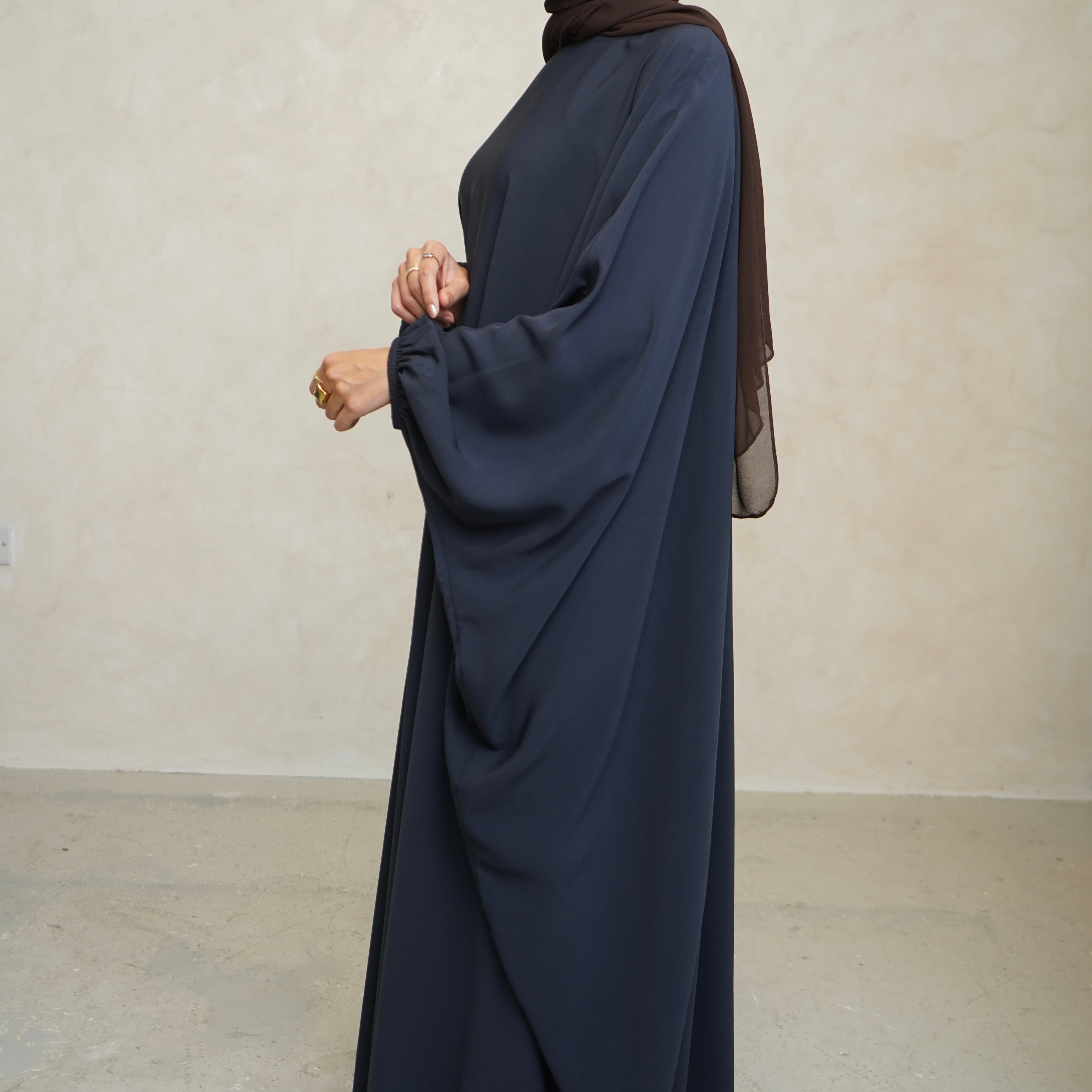 Cuffed Norah Batwing Jilbaya Navy Grey