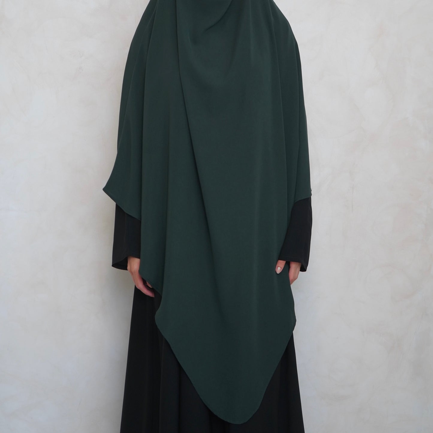 Extra Long Bottle Green Khimar with Niqab Ties