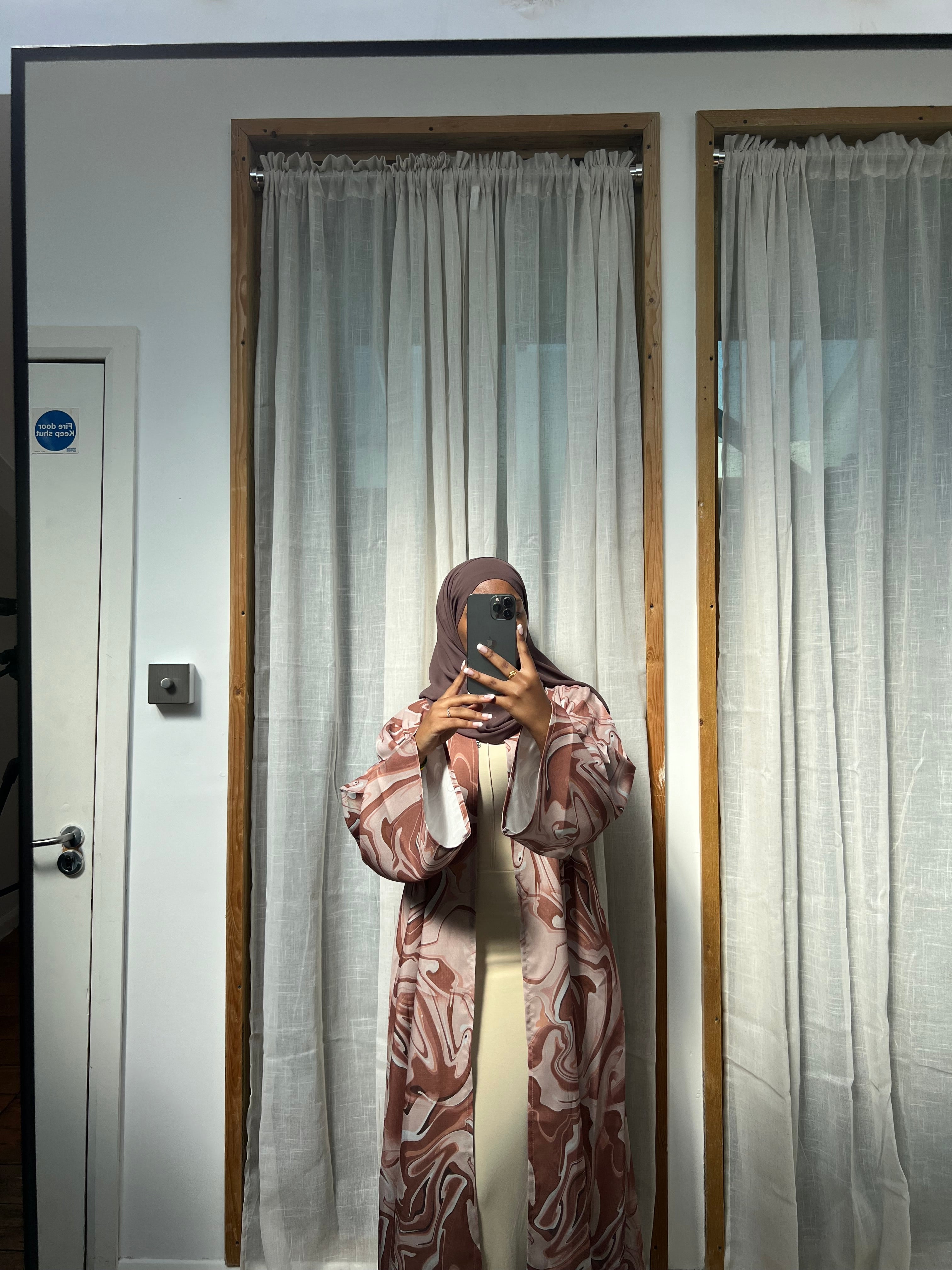 Marble Open Abaya Orange