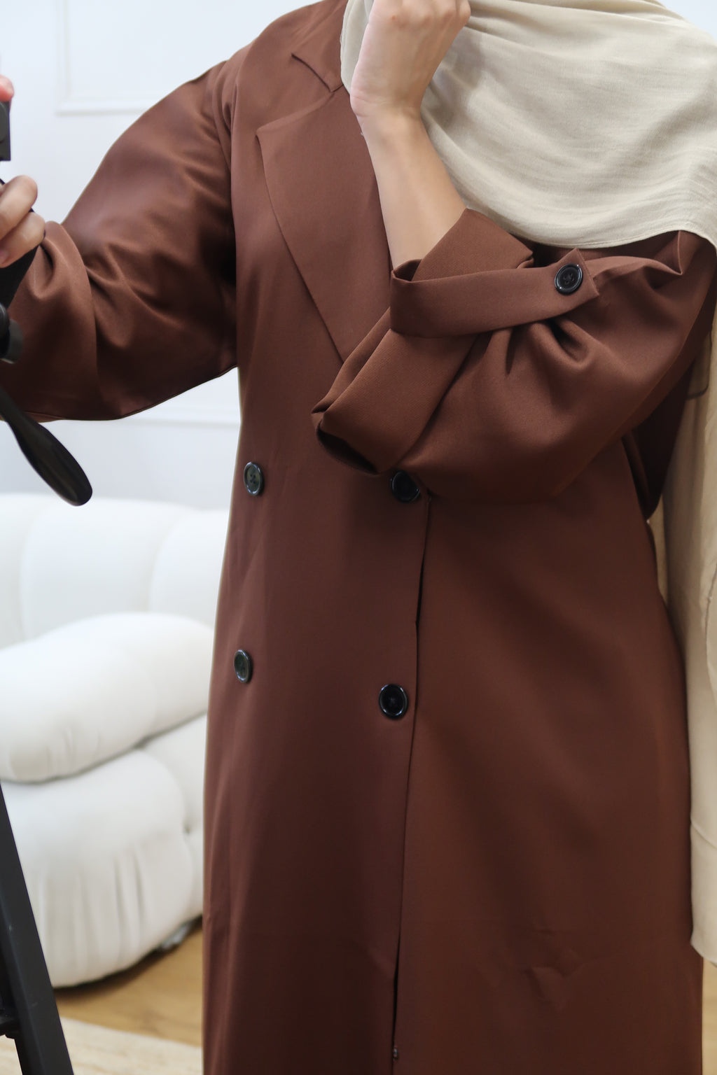 Trench Coat Abaya Brown