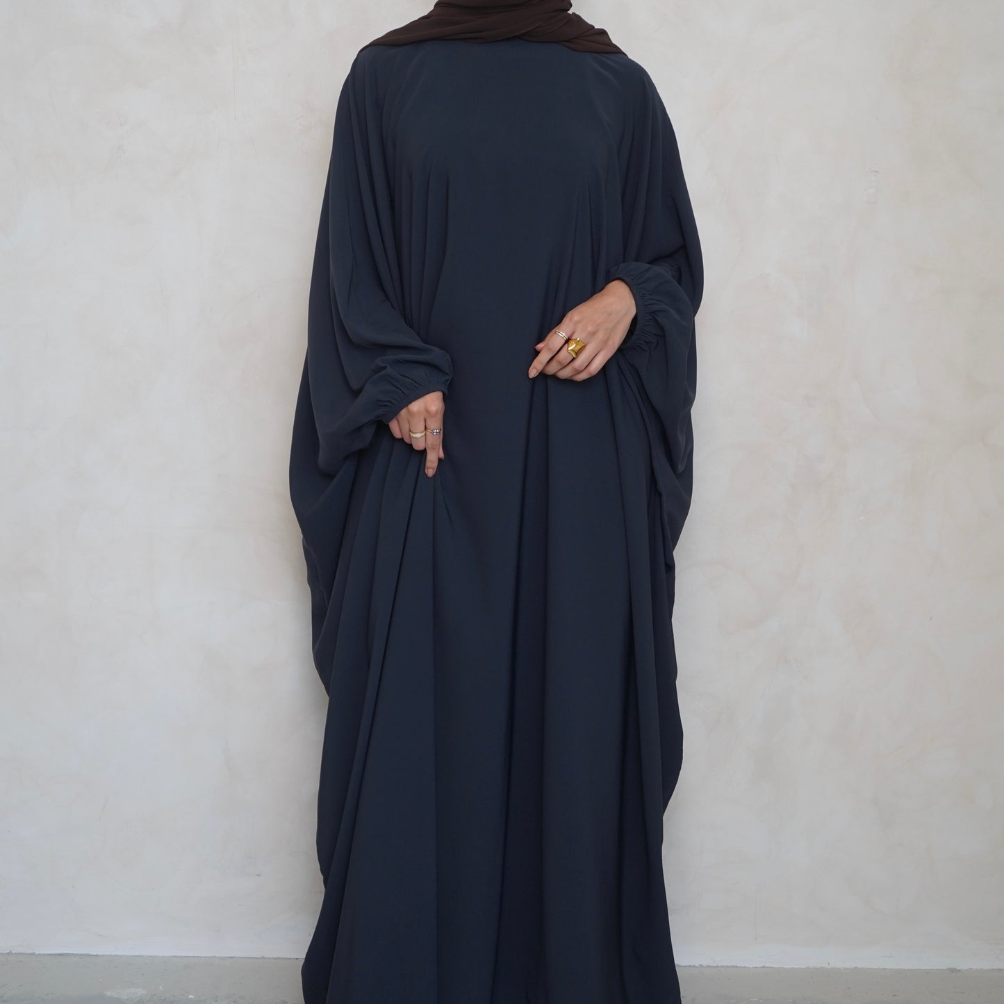 Cuffed Norah Batwing Jilbaya Navy Grey