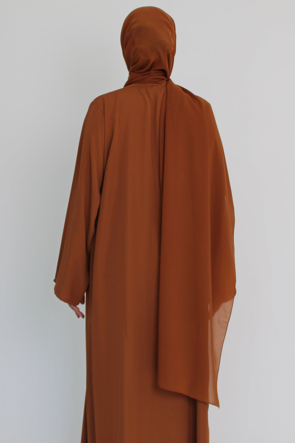 Burnt Orange Tie Abaya with Matching Sheila Scarf