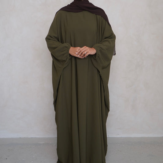 Cuffed Norah Batwing Jilbaya Olive Green