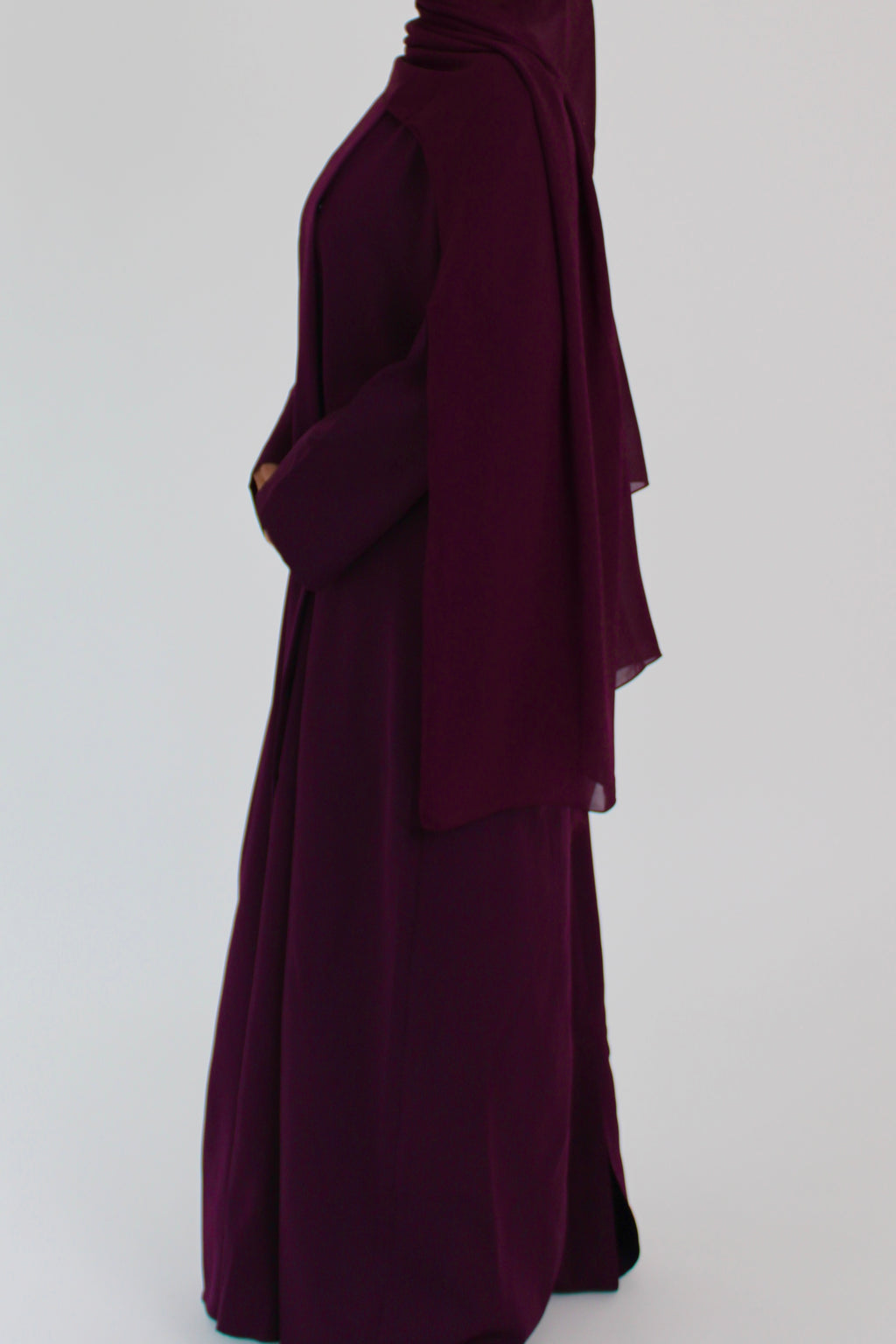 Deep Plum Draped Coat with Matching Sheila Hijab