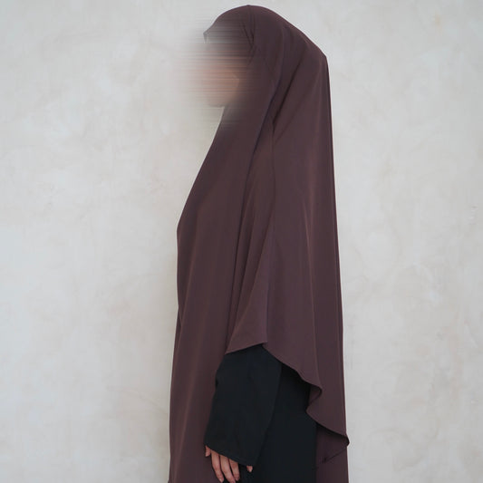 Extra Long Choc Brown Khimar with Niqab Ties