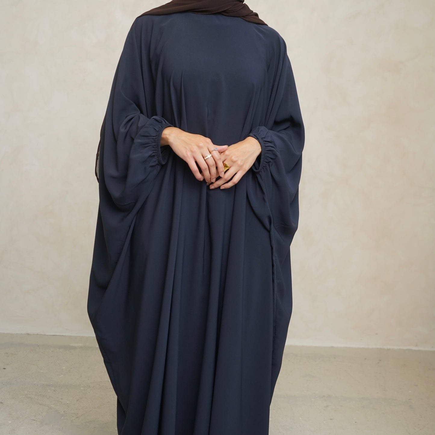 Cuffed Norah Batwing Jilbaya Navy Grey