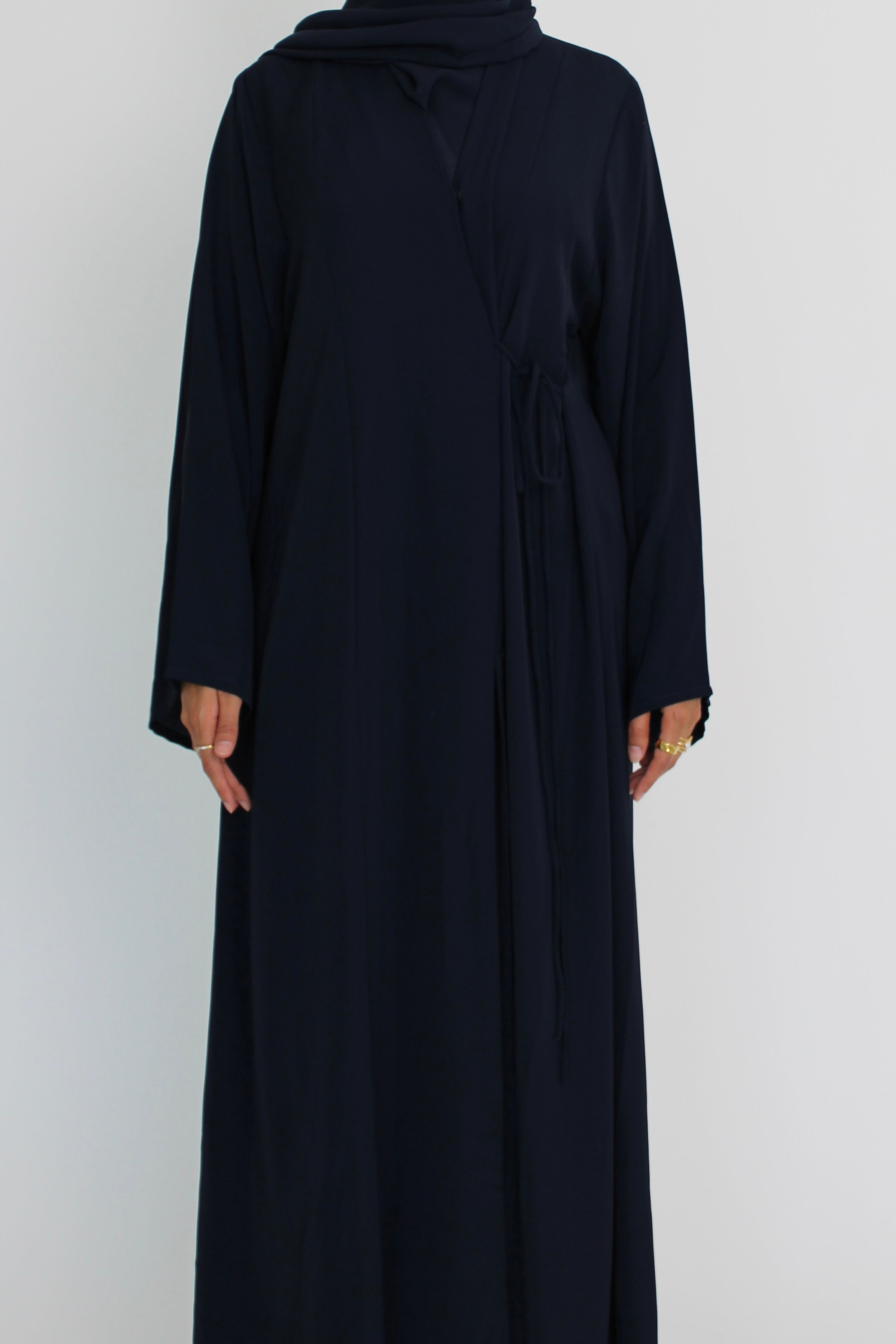 Midnight Blue Tie Abaya with Matching Sheila Scarf