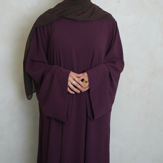 Crepe Mary Straight Abaya Burgundy