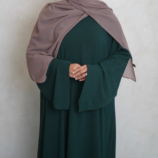 Crepe Mary Straight Abaya Bottle Green