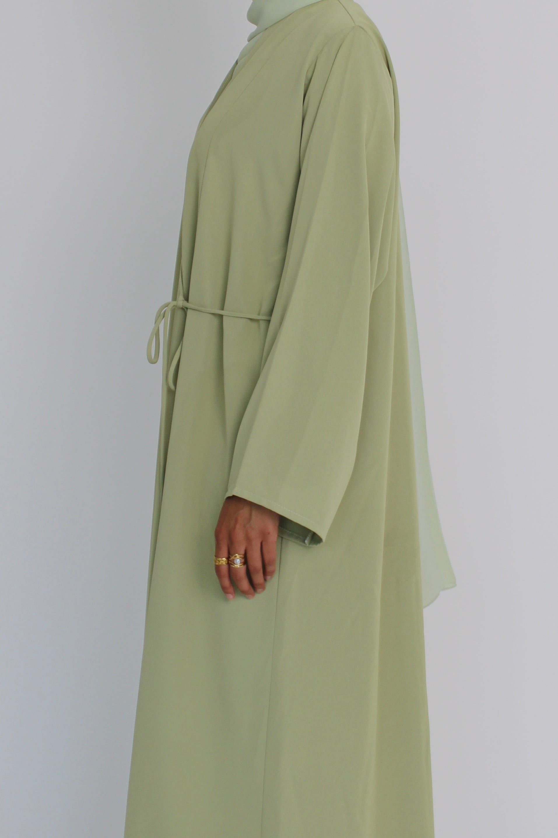 Lime Green Tie Abaya with Matching Sheila Scarf