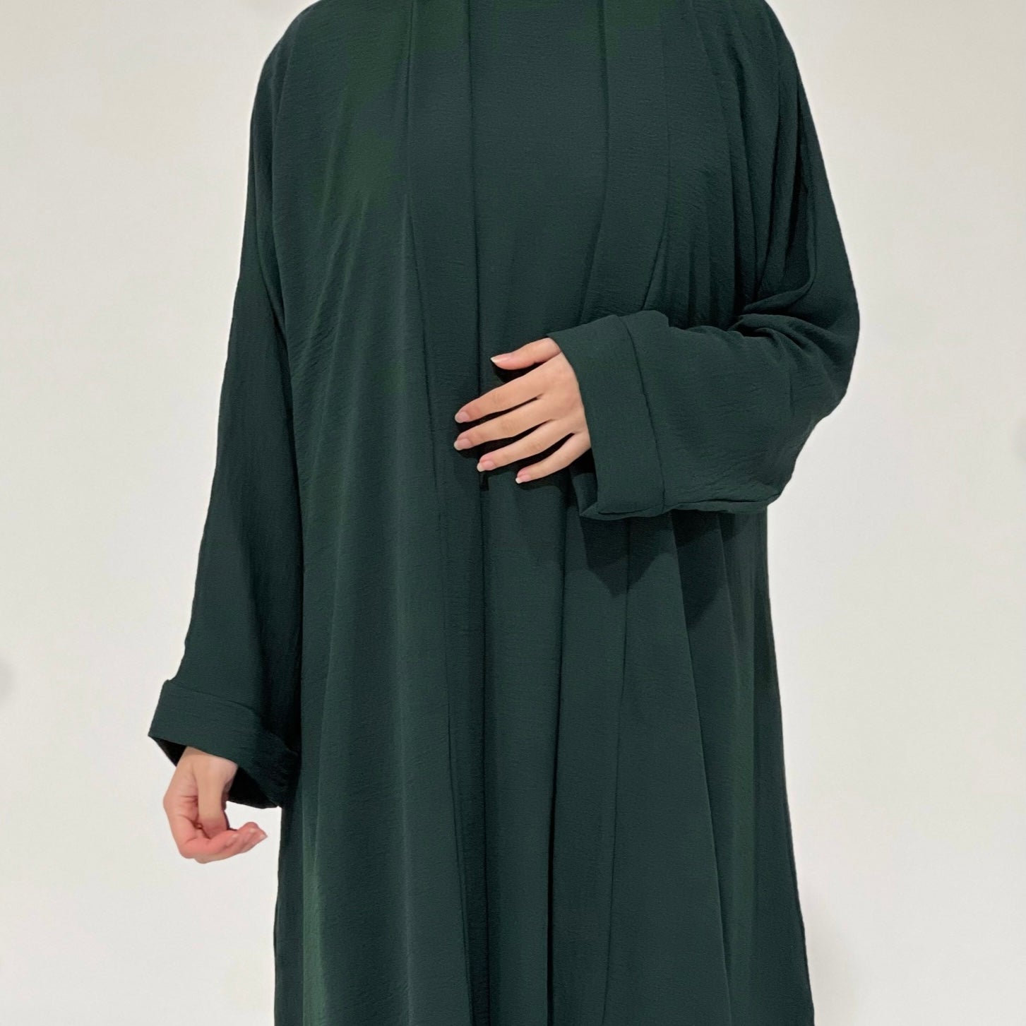 Crepe Abaya Set Bottle Green