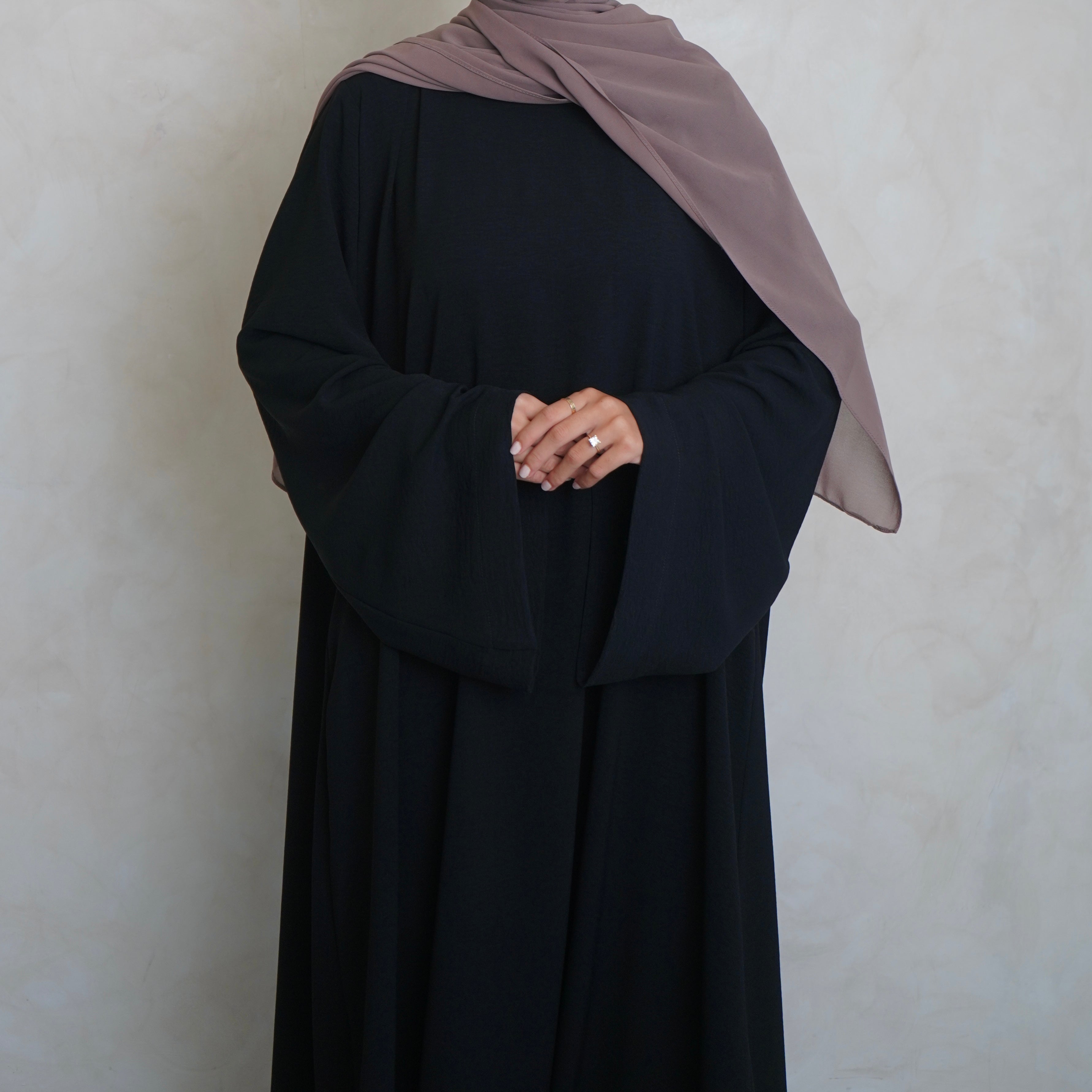 Crepe Mary Straight Abaya Black