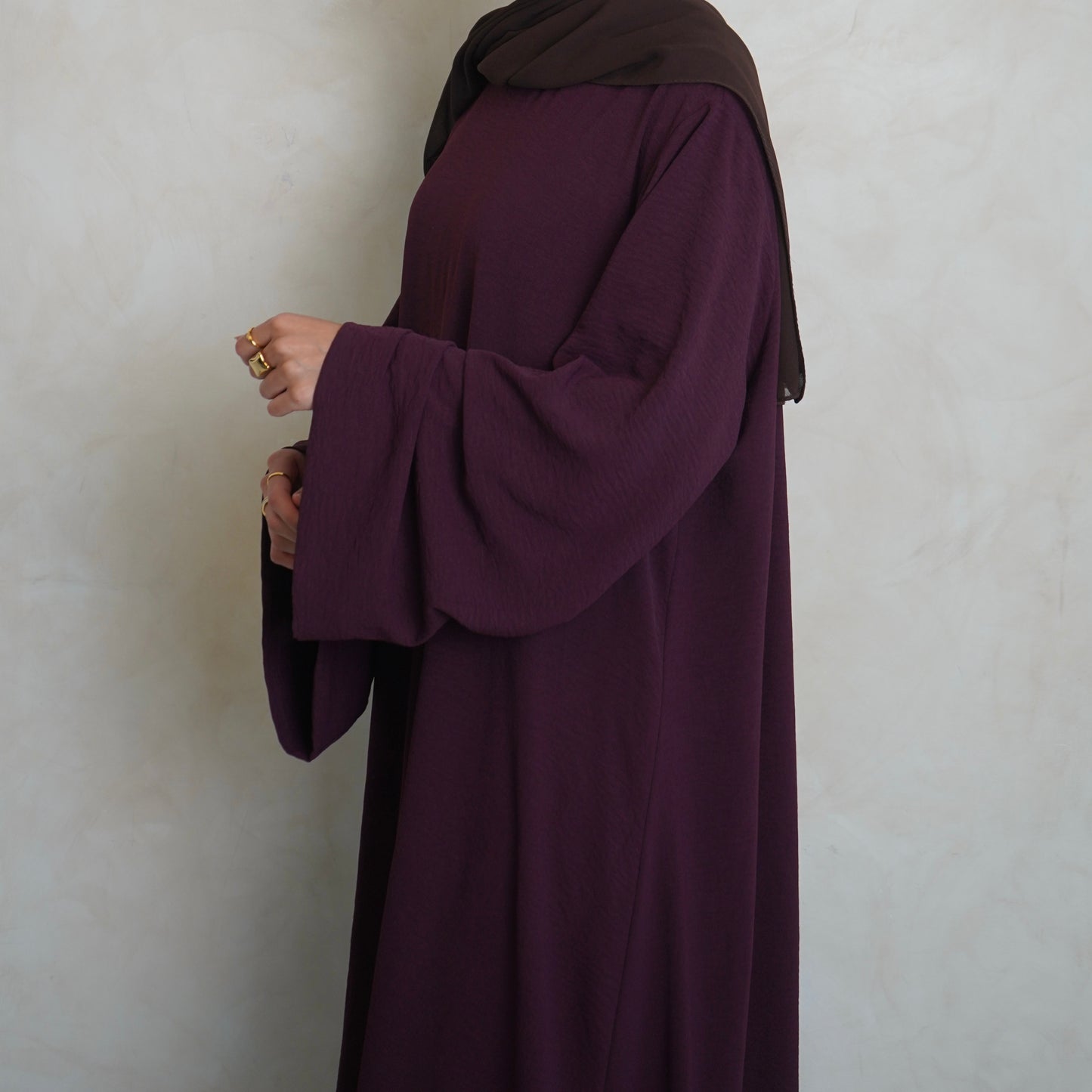 Crepe Mary Straight Abaya Burgundy