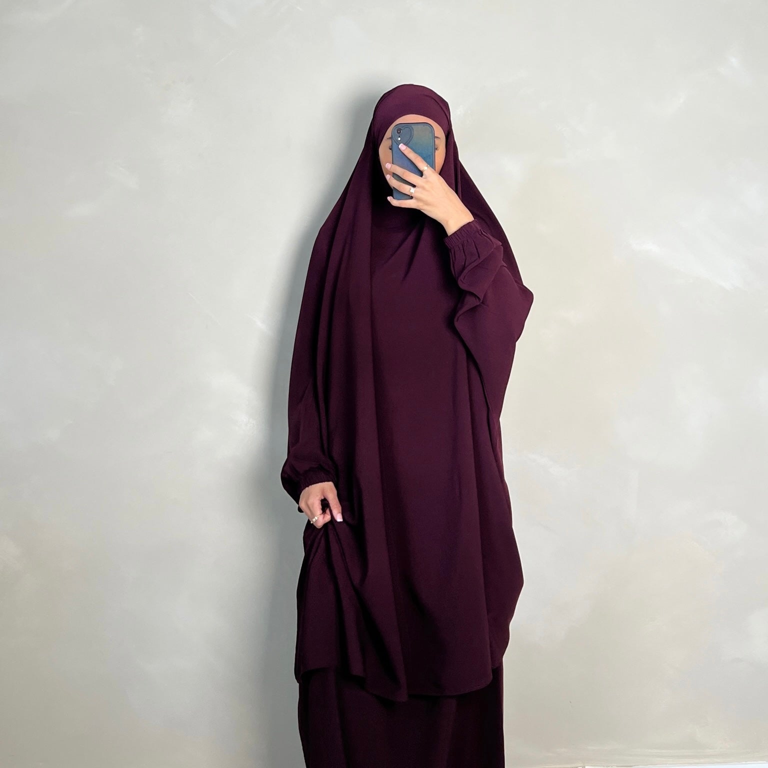 2pc Jilbab with Skirt & Niqab Ties Burgundy