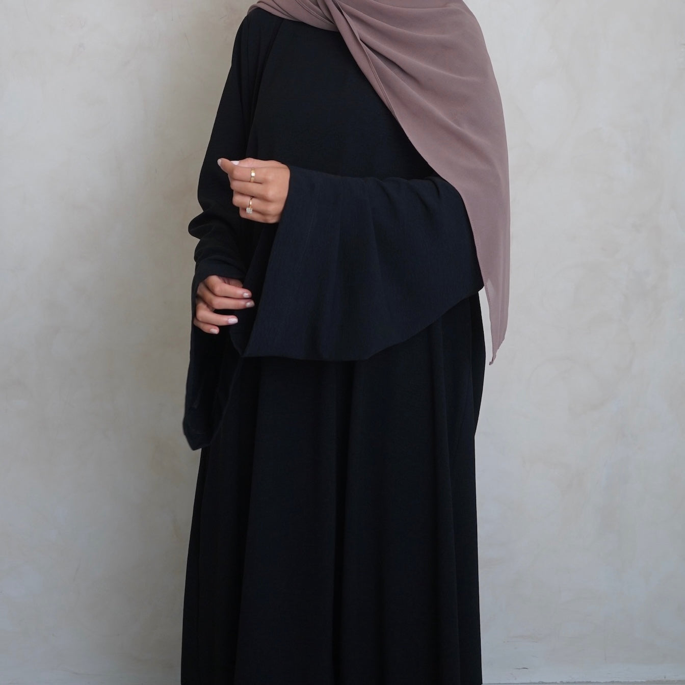 Crepe Mary Straight Abaya Black