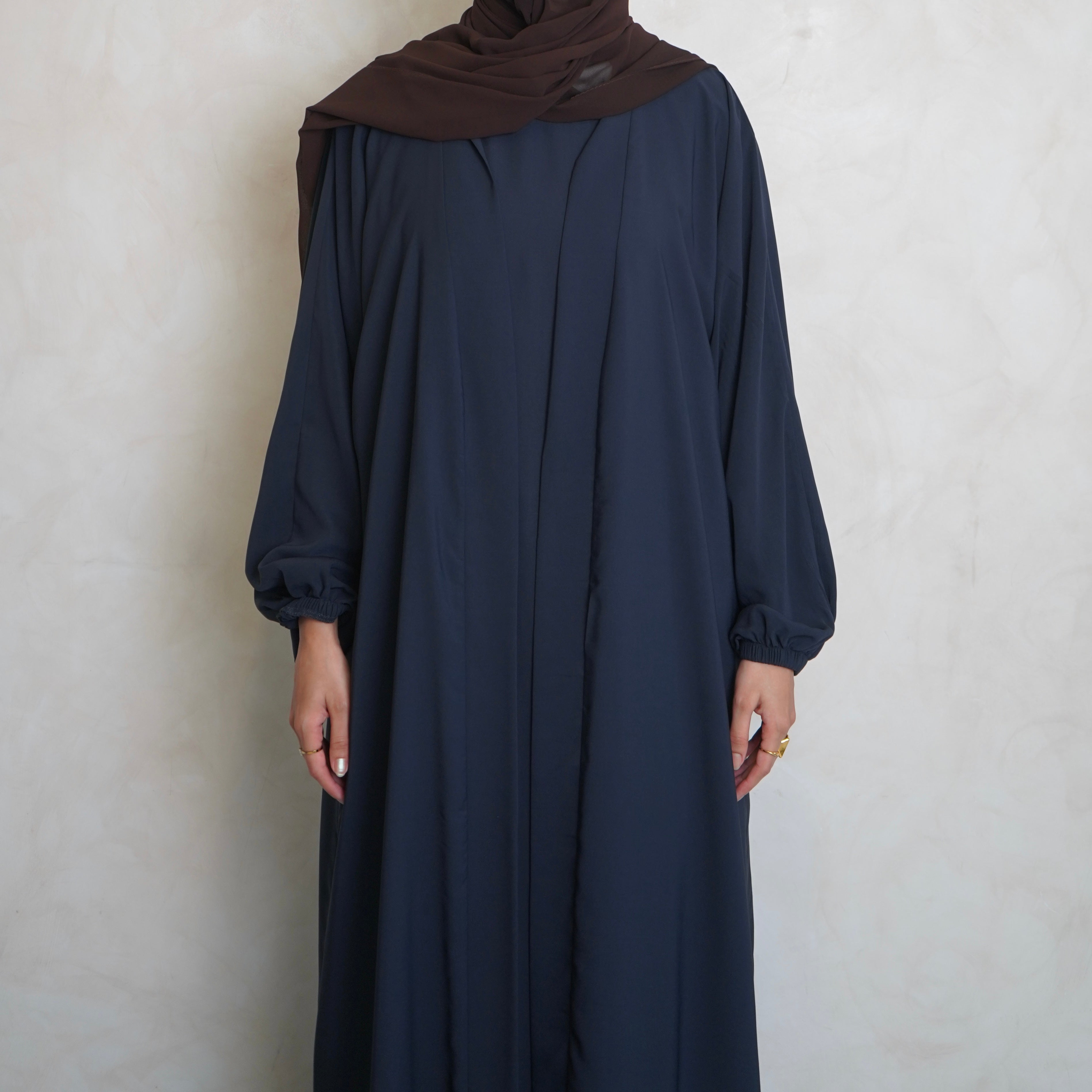 Cuffed Nubo Abaya Set Navy Grey