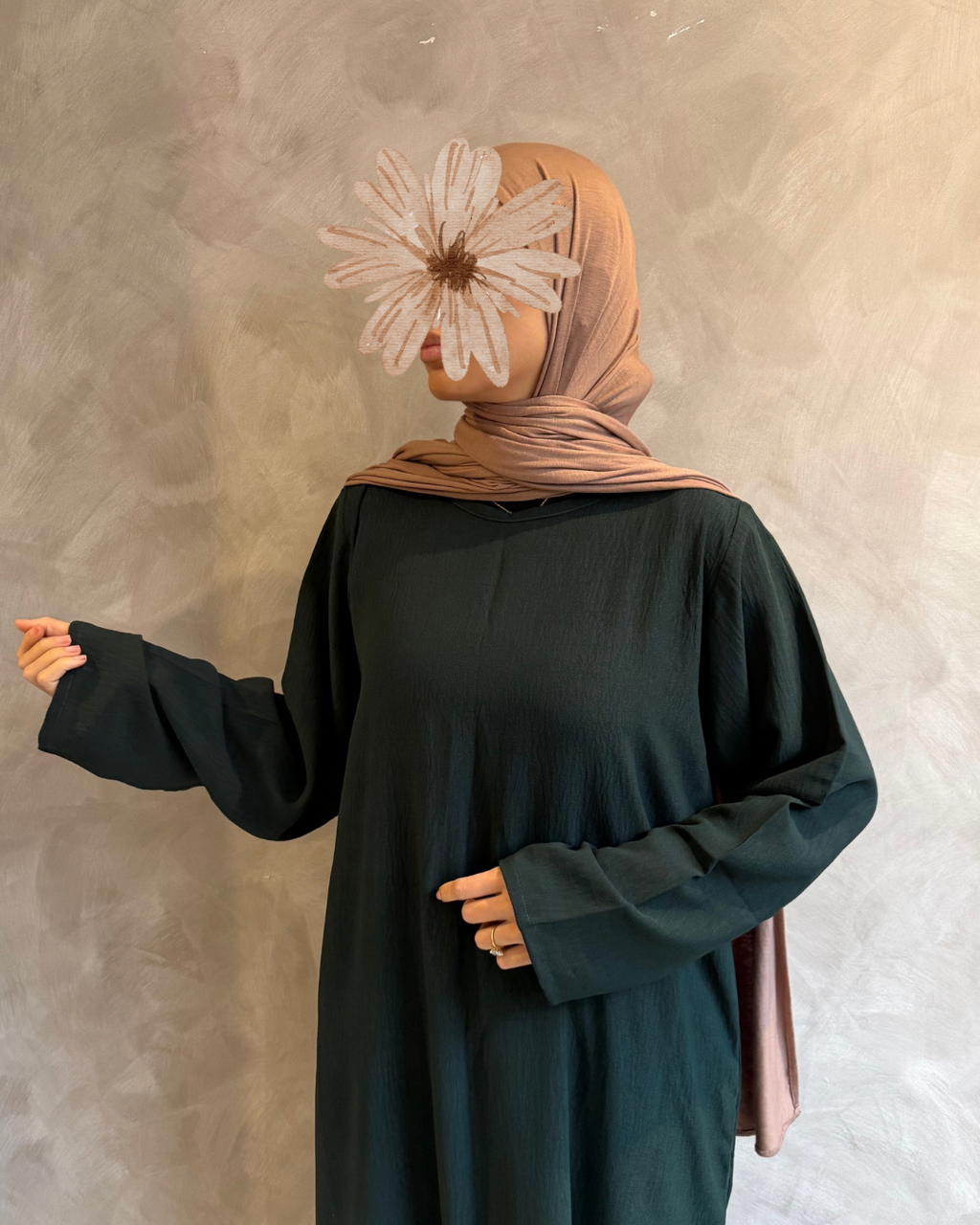 Long Sleeve Slip Dress Bottle Green