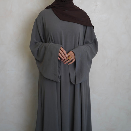 Crepe Mary Straight Abaya Light Grey