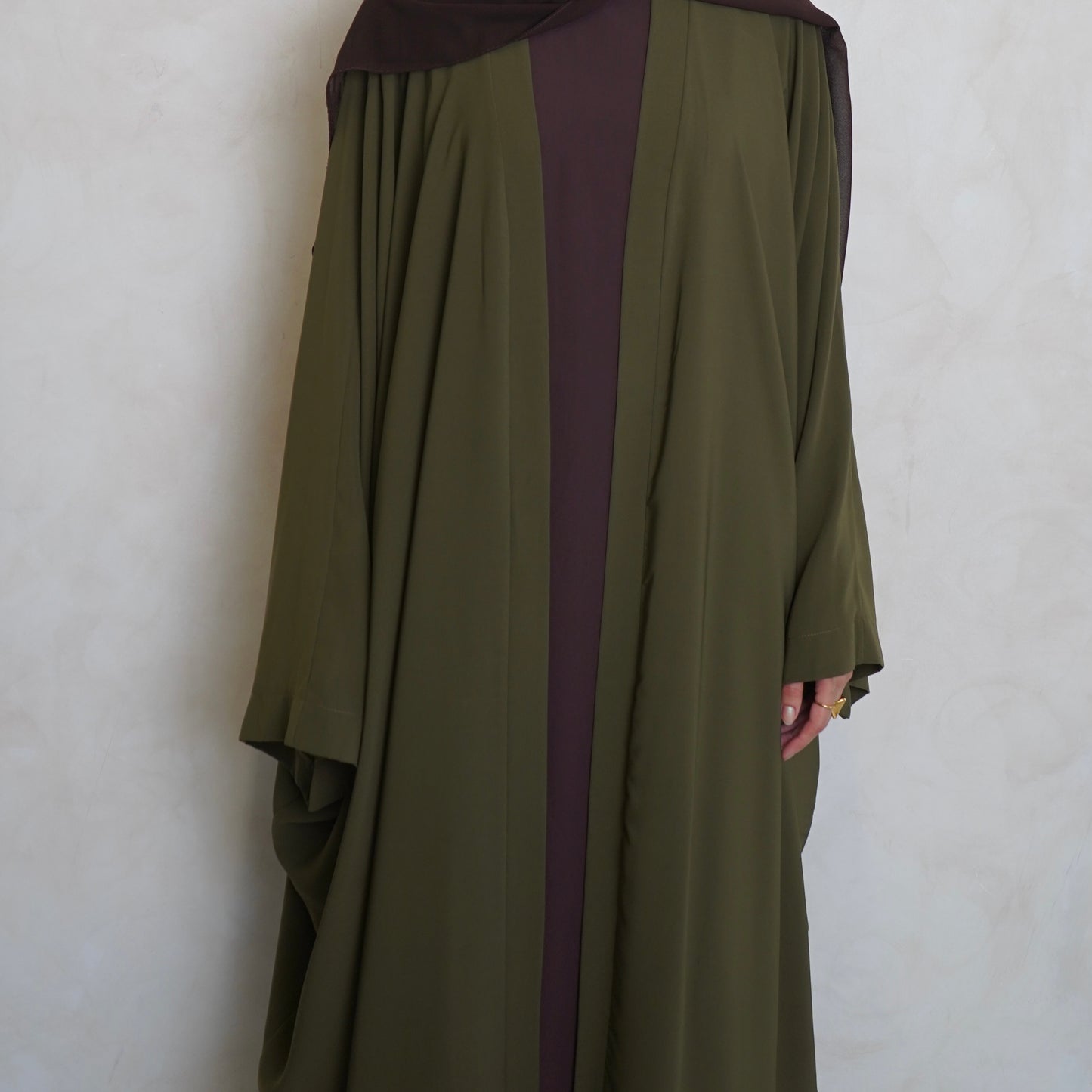 Nahla’s Open Cloak Abaya Olive Green