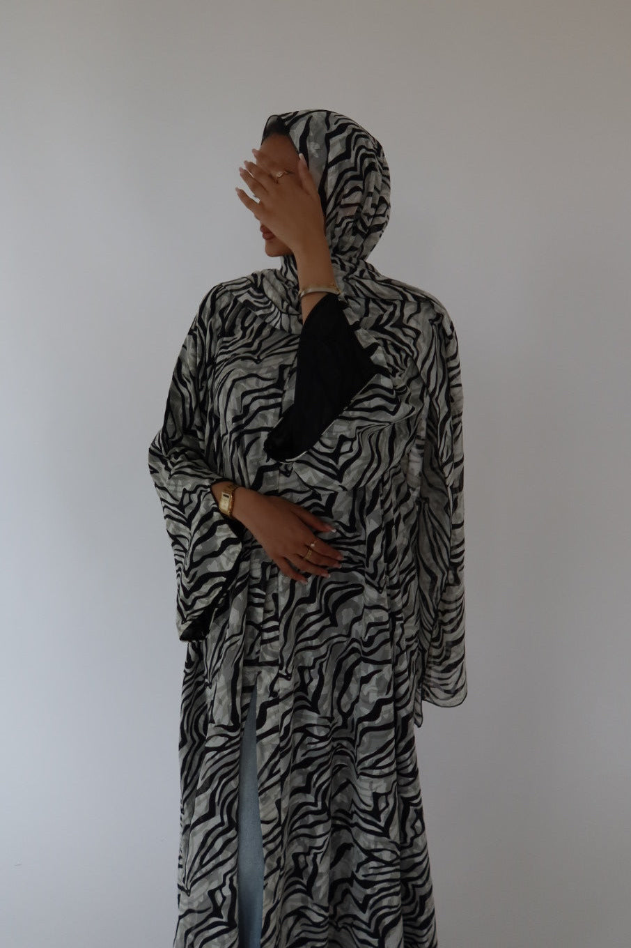 Zebra Print abaya with matching scarf