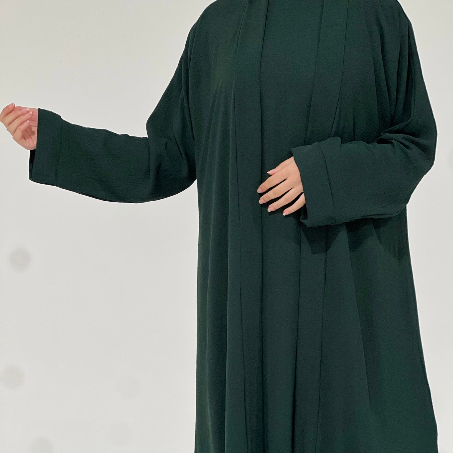 Crepe Abaya Set Bottle Green