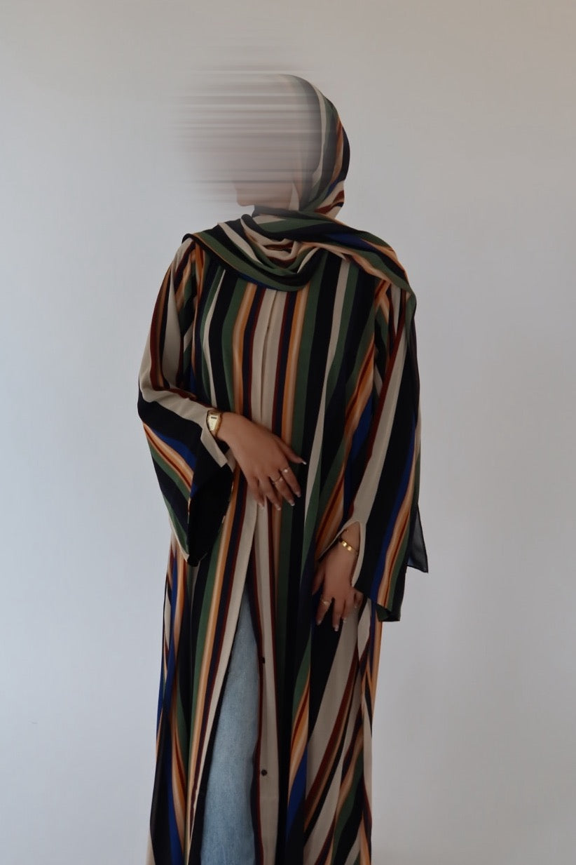 Forest Stripe print abaya with matching scarf