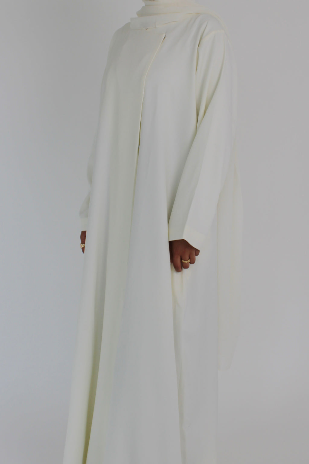 Ivory Draped Coat with Matching Sheila Hijab