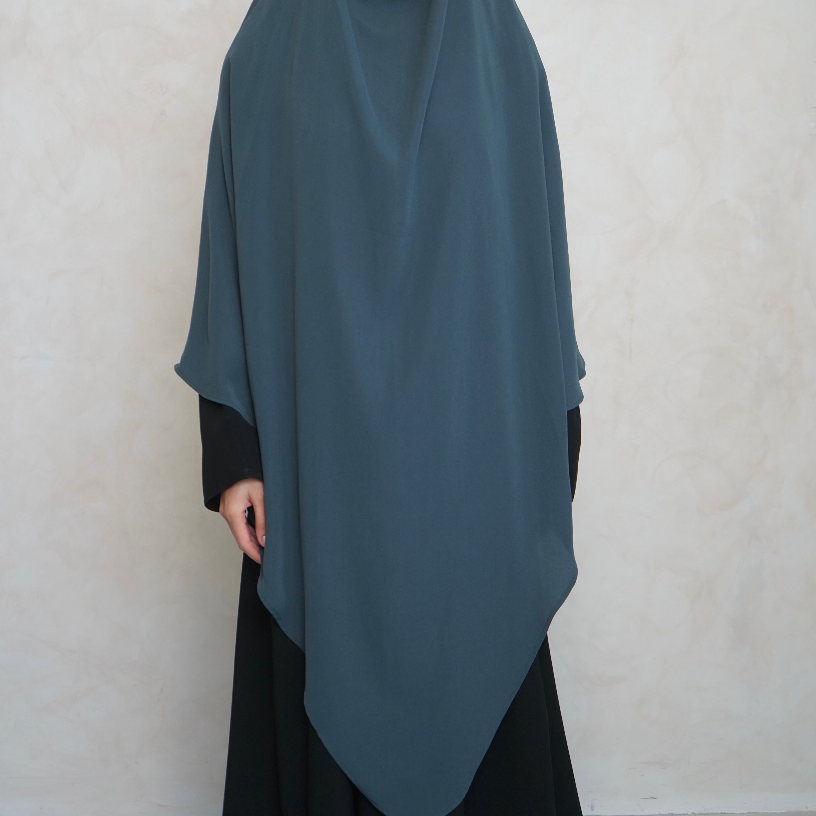 Extra Long Teal Khimar with Niqab Ties