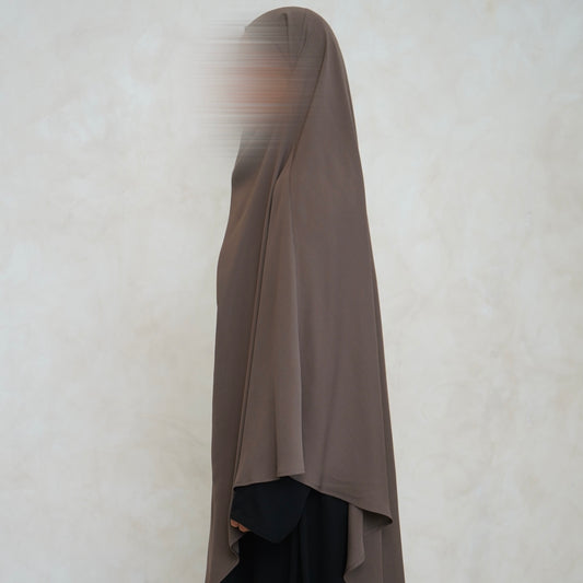 Extra Long Brown Khimar with Niqab Ties