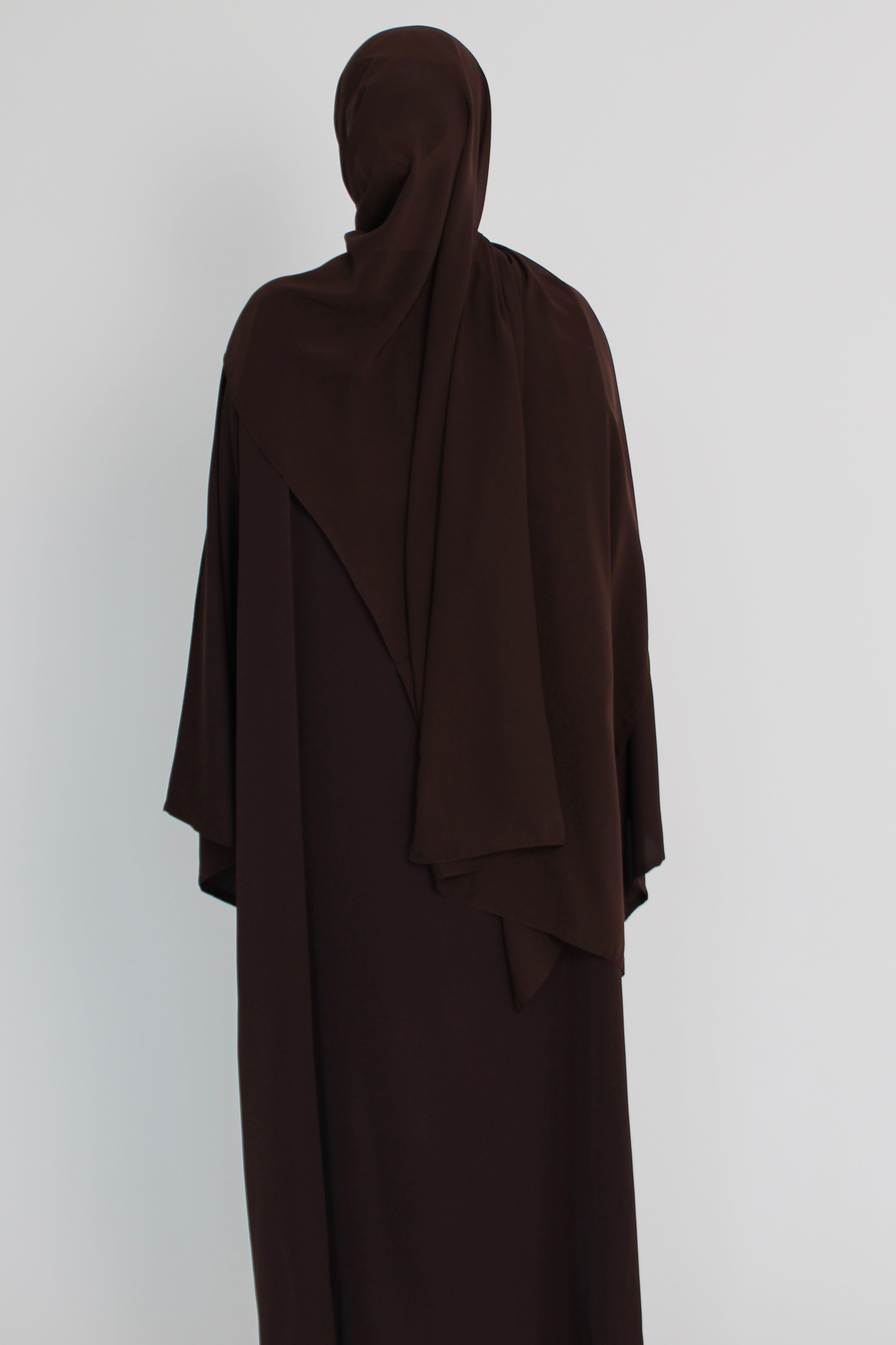 Choc Brown Signature Bell Sleeve Abaya with hijab