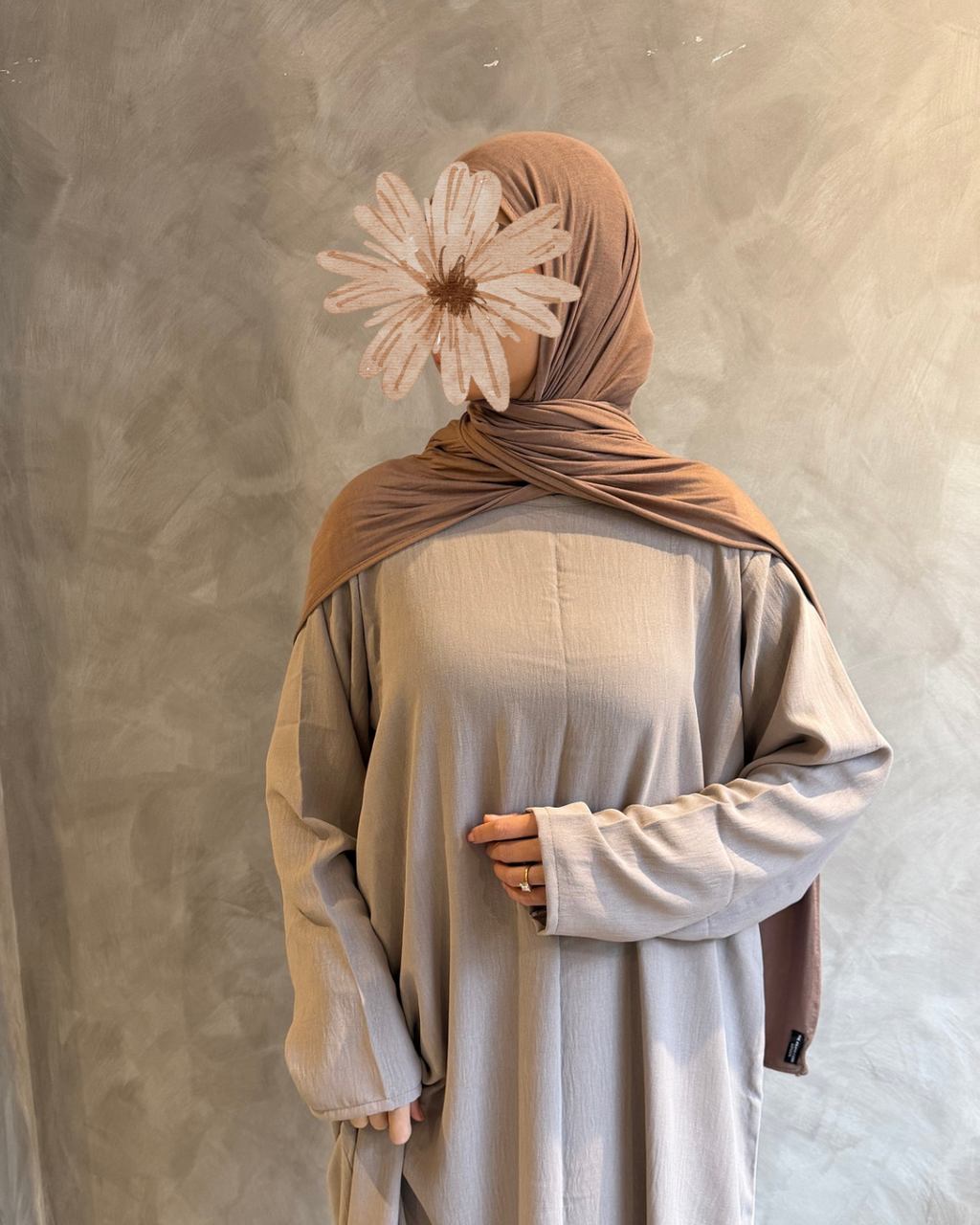 Long Sleeve Slip Dress taupe