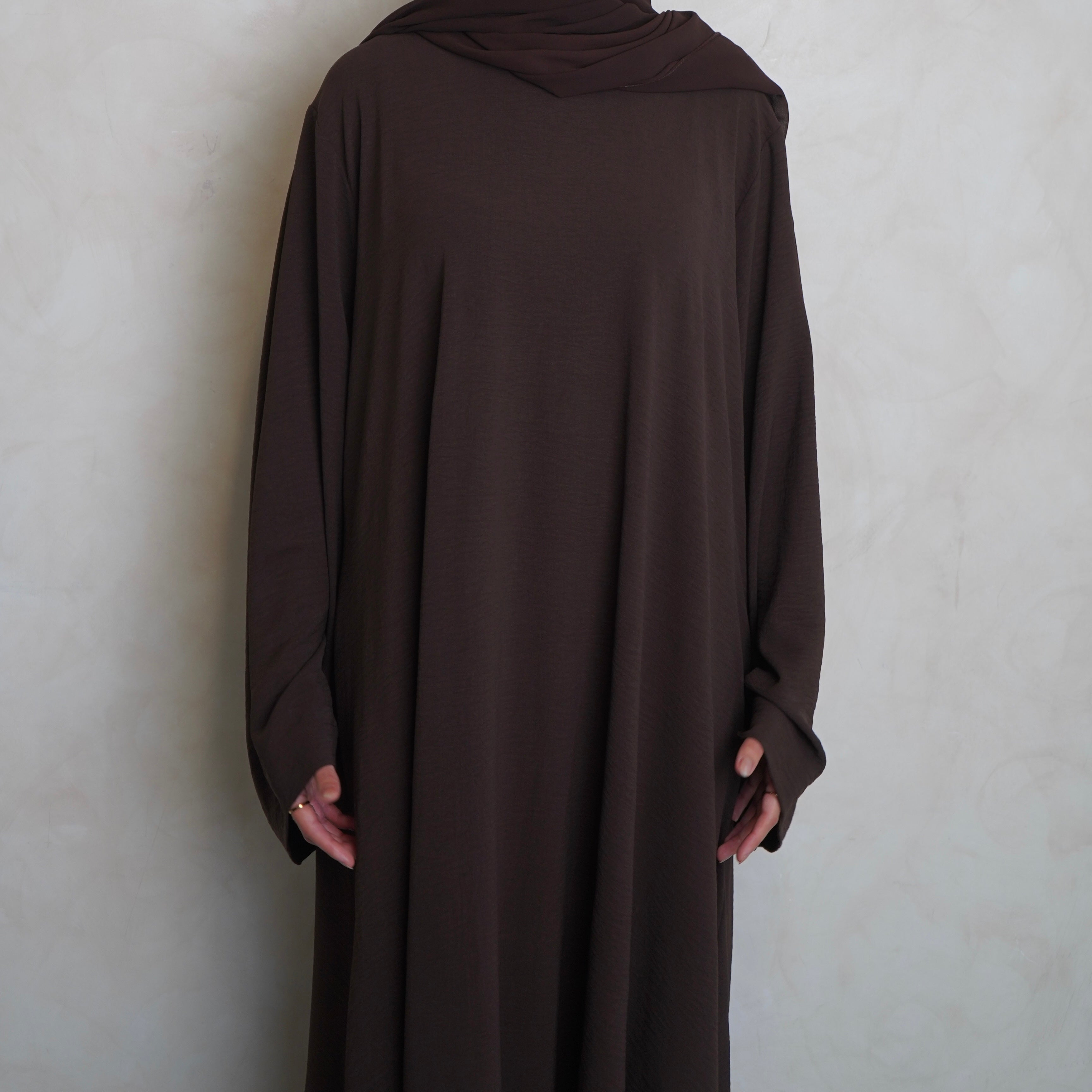 Crepe Mary Straight Abaya Choc Brown