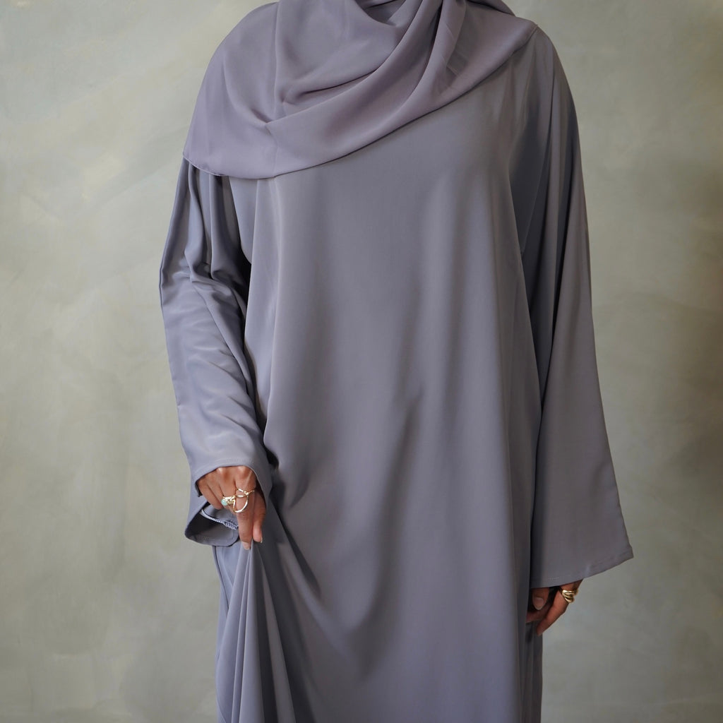 Cool Grey Bell Sleeve Abaya with Sheila Hijab