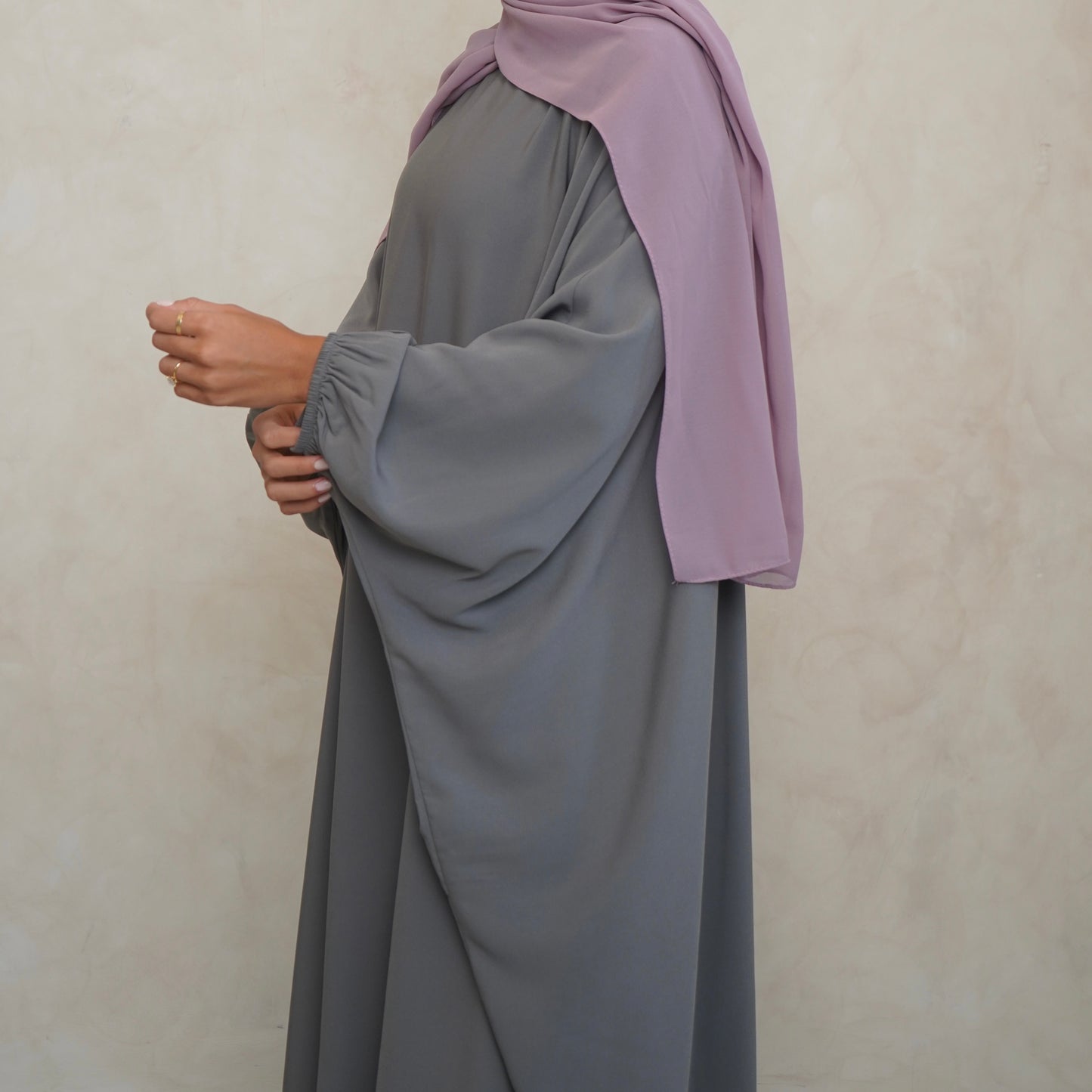 Cuffed Norah Batwing Jilbaya Light Grey