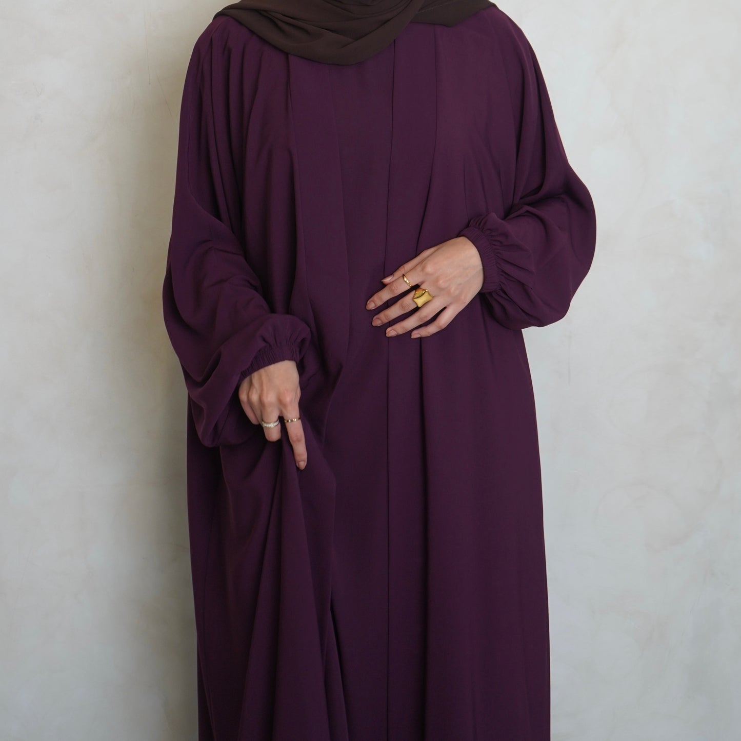 Cuffed Nubo Abaya Set Burgundy