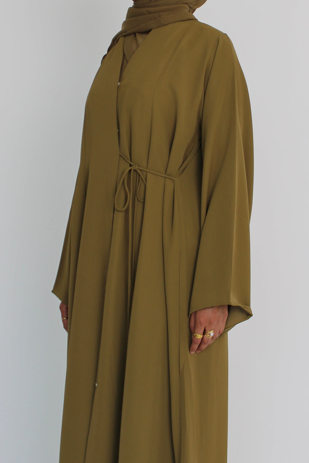 Olive Green Abaya with Matching Sheila Scarf