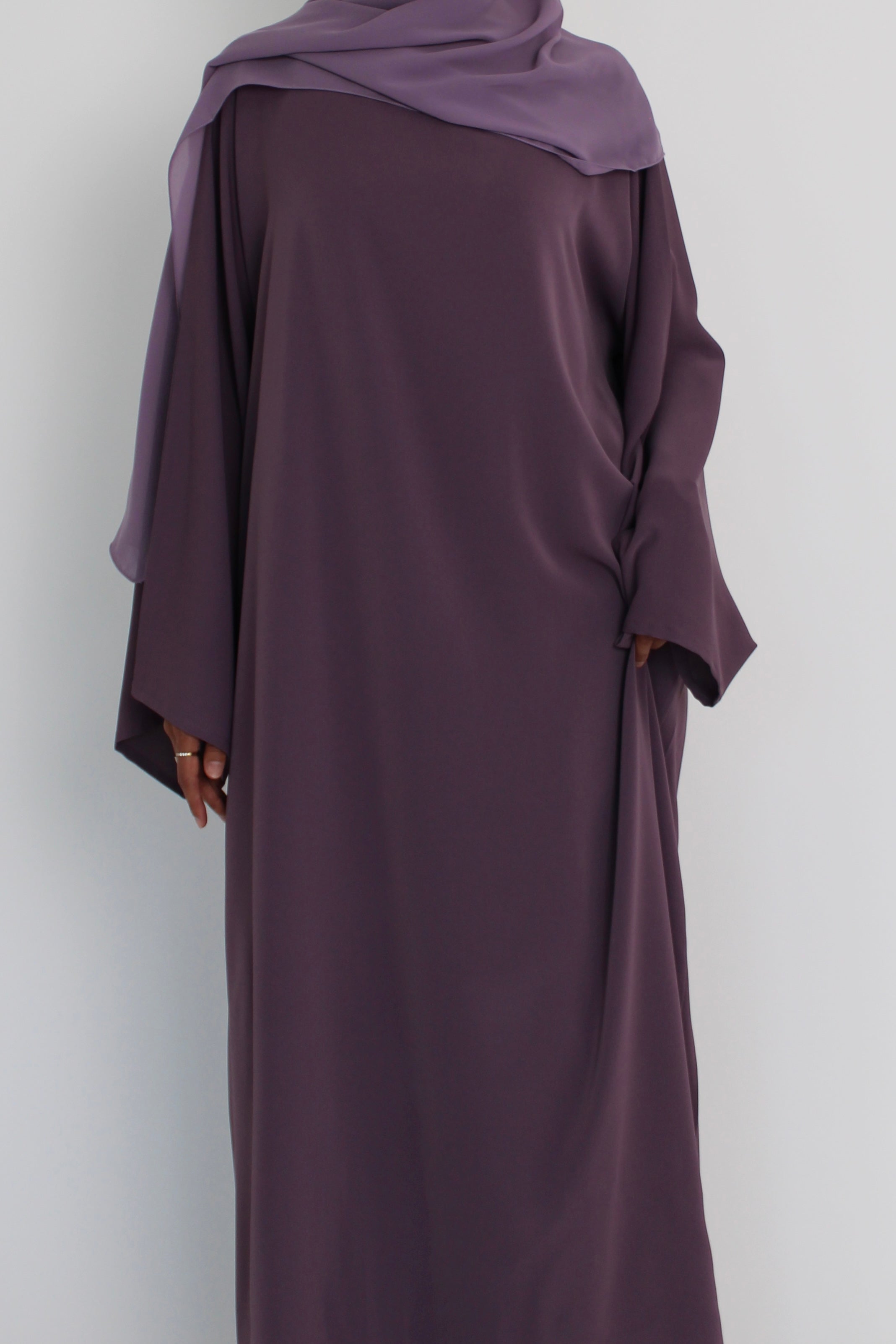 Purple Signature Bell Sleeve Abaya with hijab