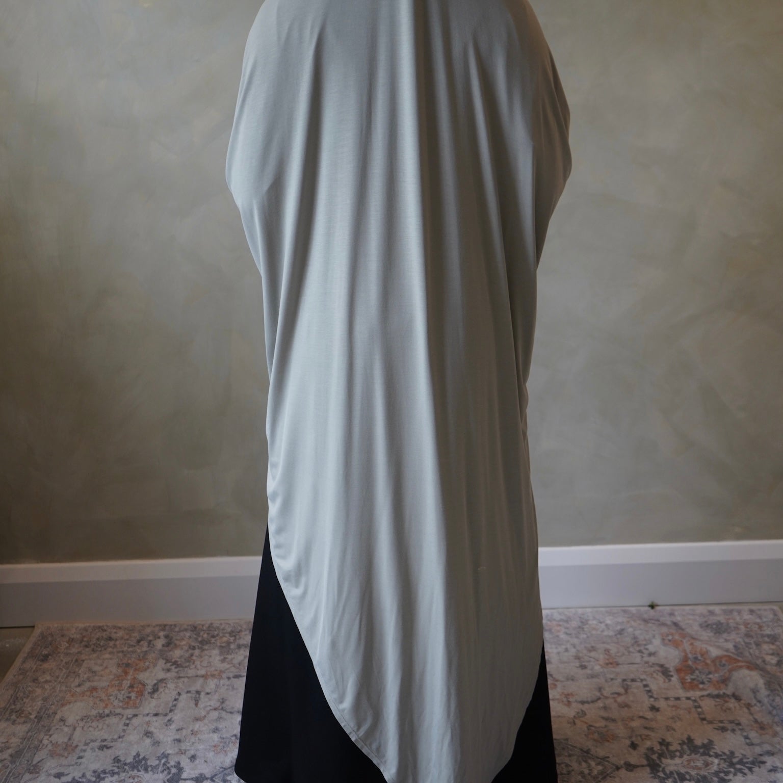 Extra Long Stone Grey Jersey Khimar