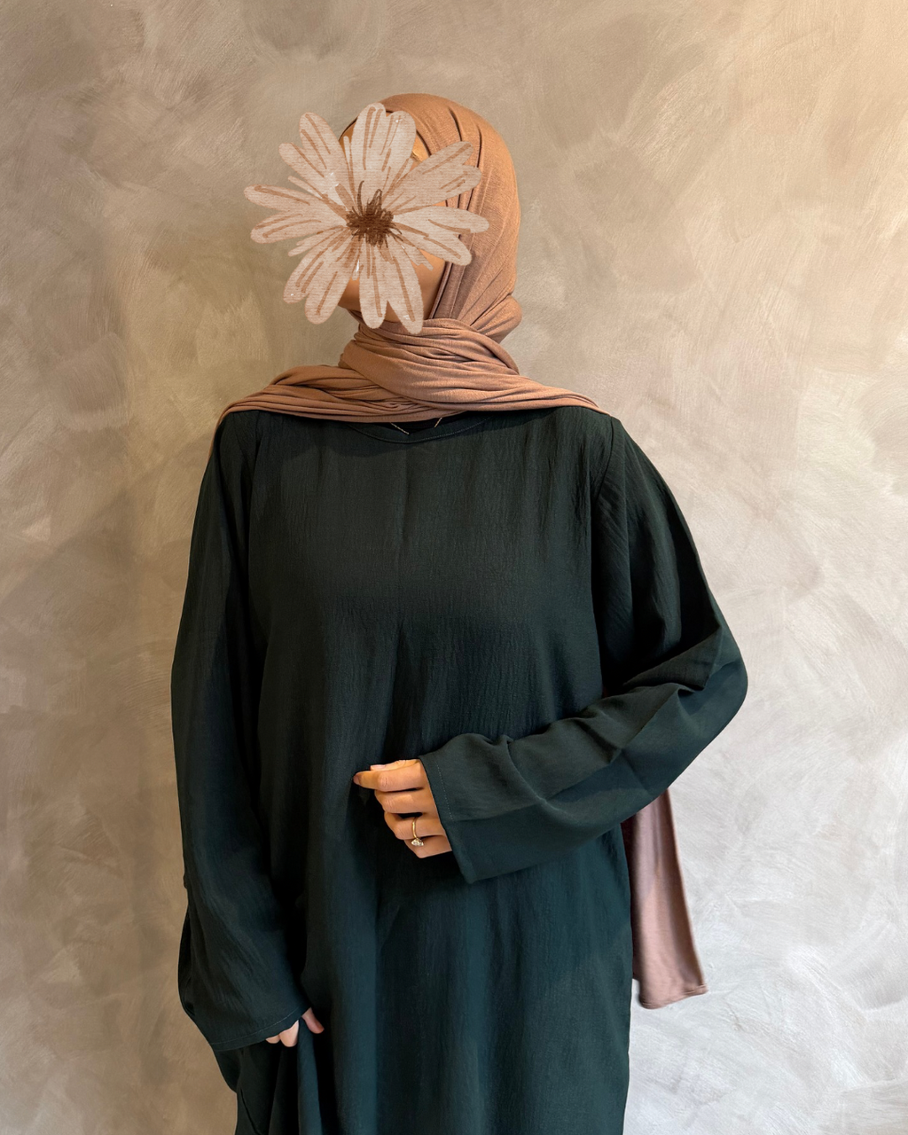 Long Sleeve Slip Dress Bottle Green