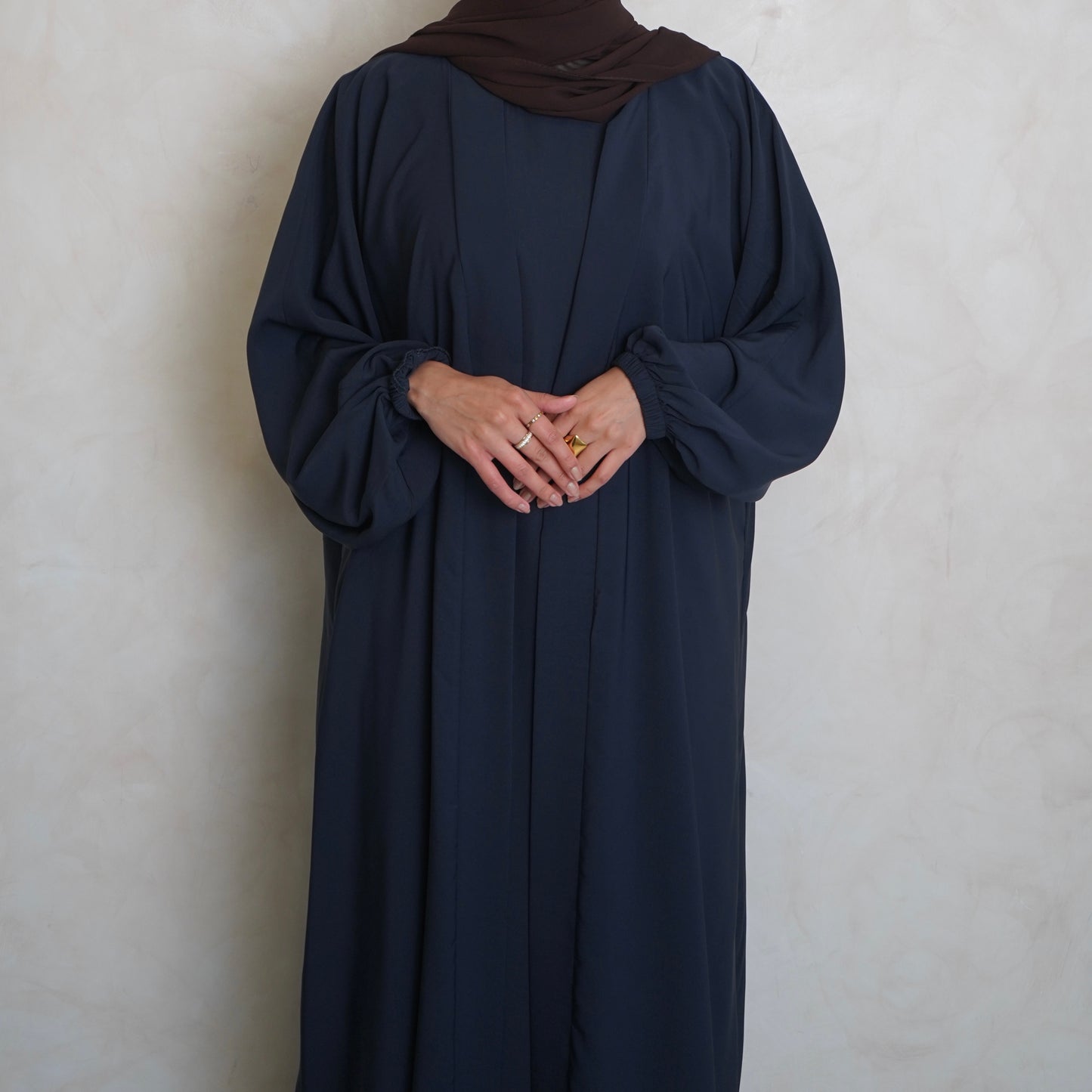 Cuffed Nubo Abaya Set Navy Grey