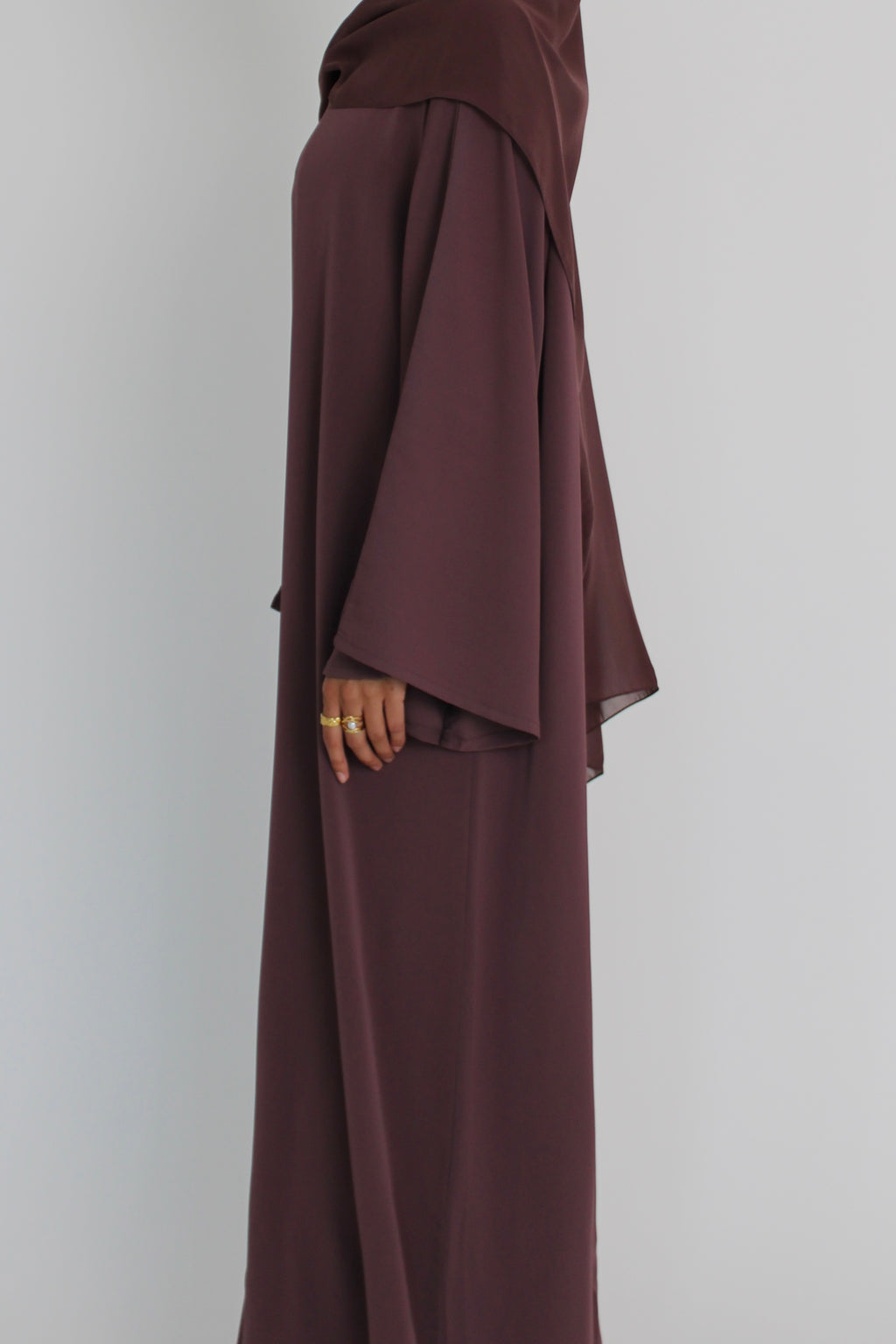 Mauve Signature Bell Sleeve Abaya with hijab