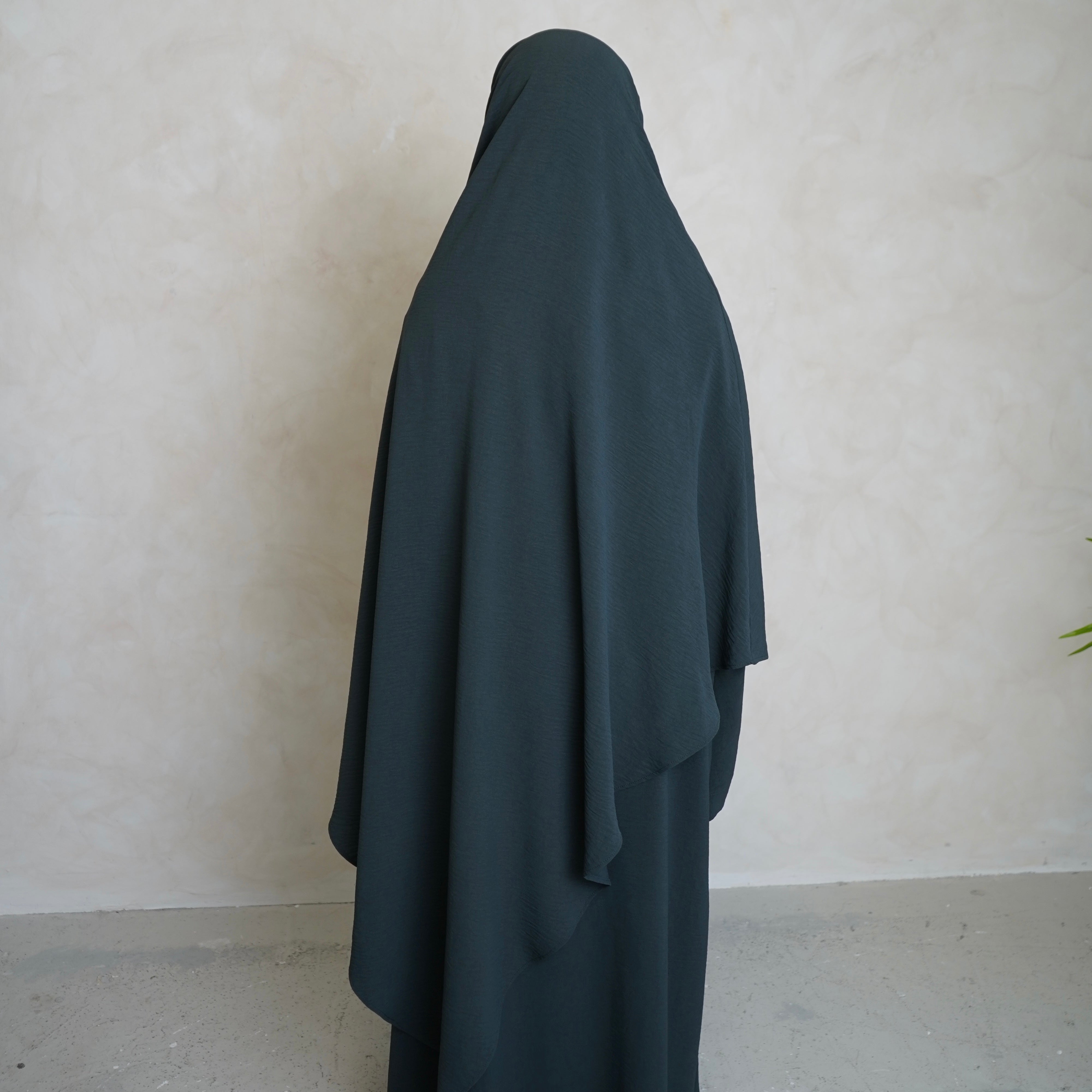 Teal Crepe Khimar with Niqab Ties