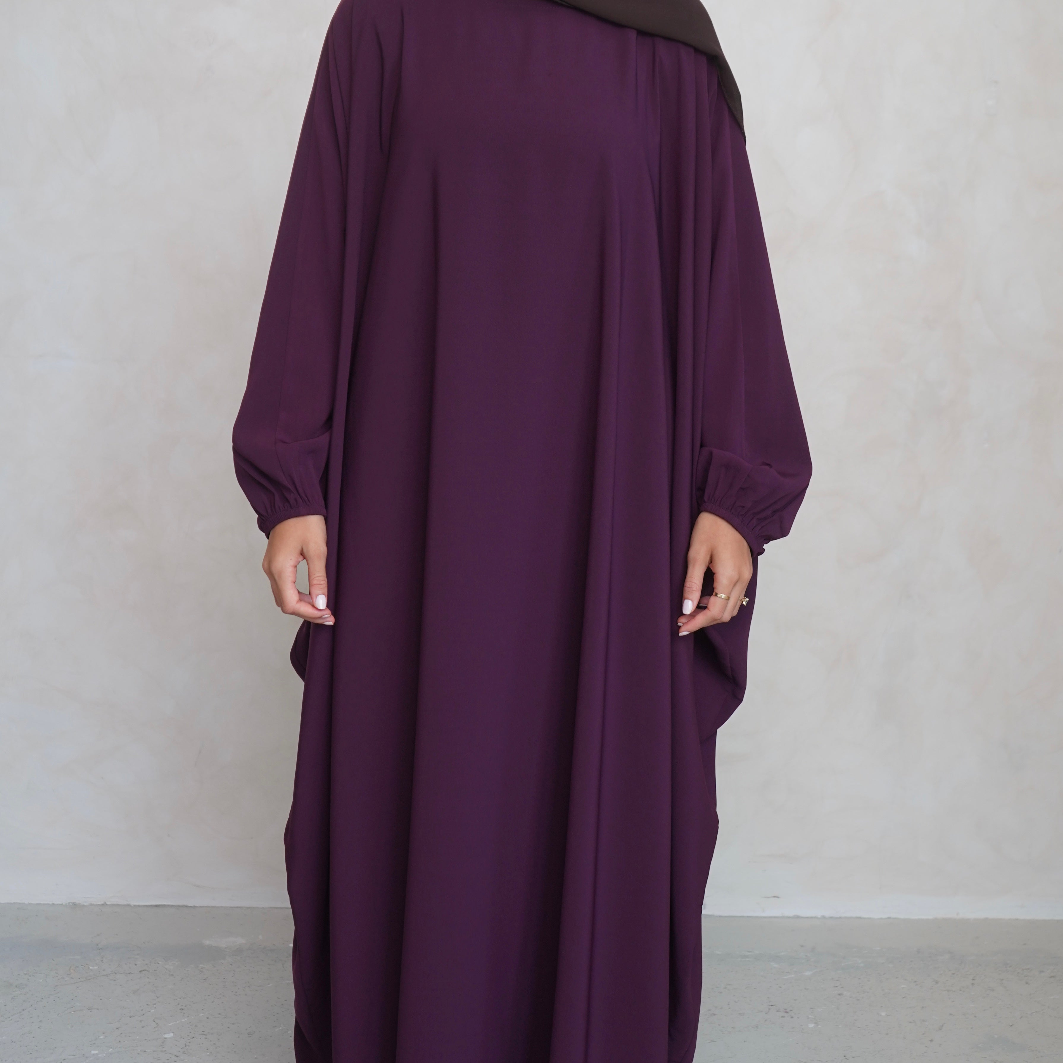 Cuffed Norah Batwing Jilbaya Burgundy