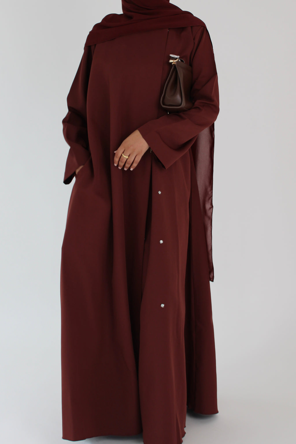 Cocoa Rose Draped Coat with Matching Sheila Hijab