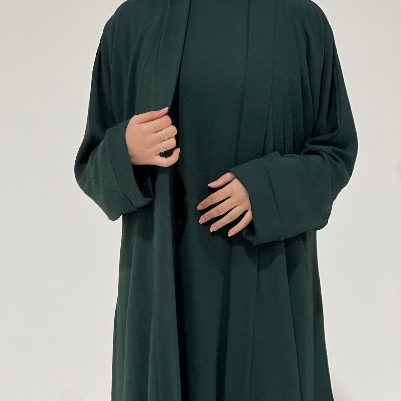 Crepe Abaya Set Bottle Green