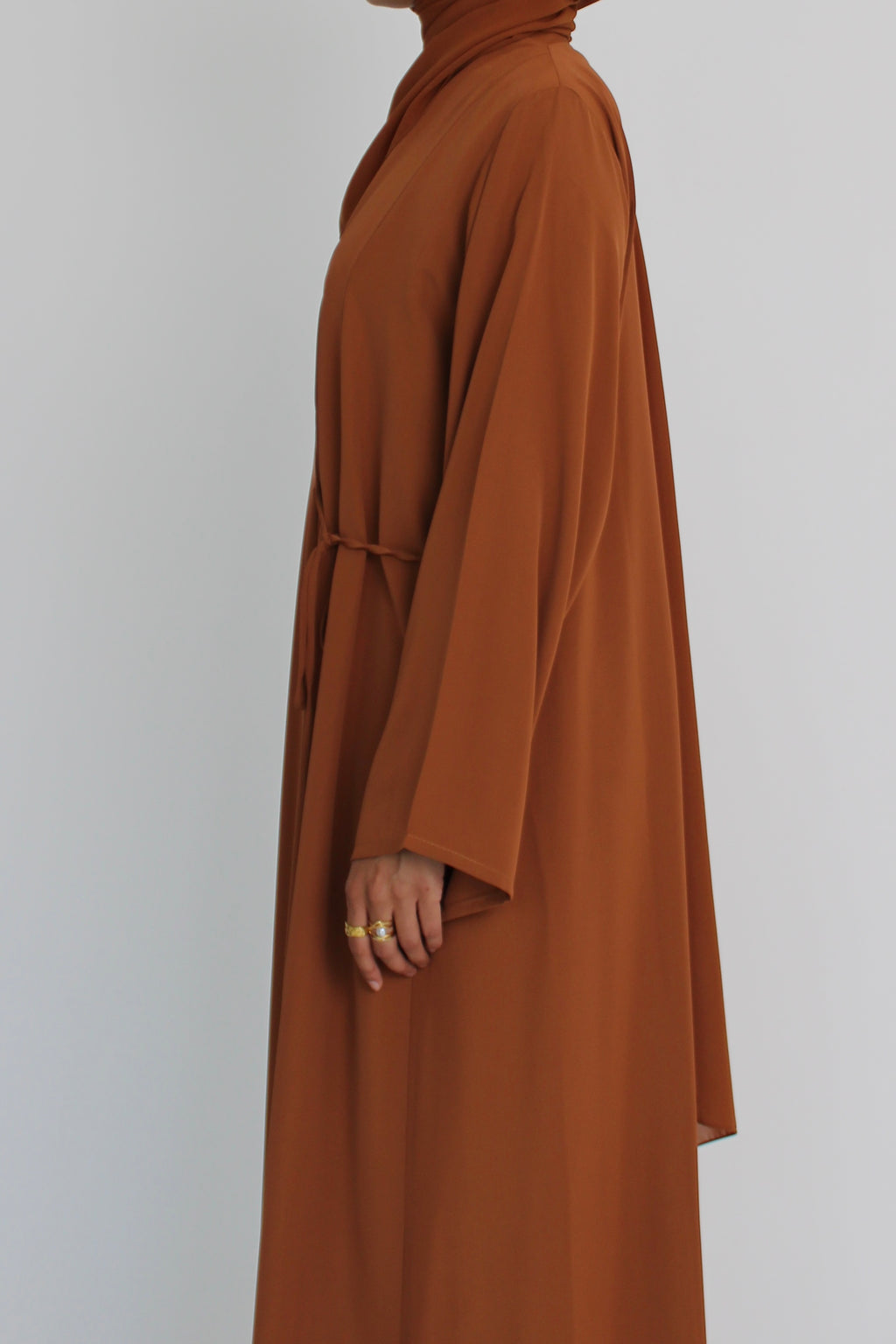 Burnt Orange Tie Abaya with Matching Sheila Scarf