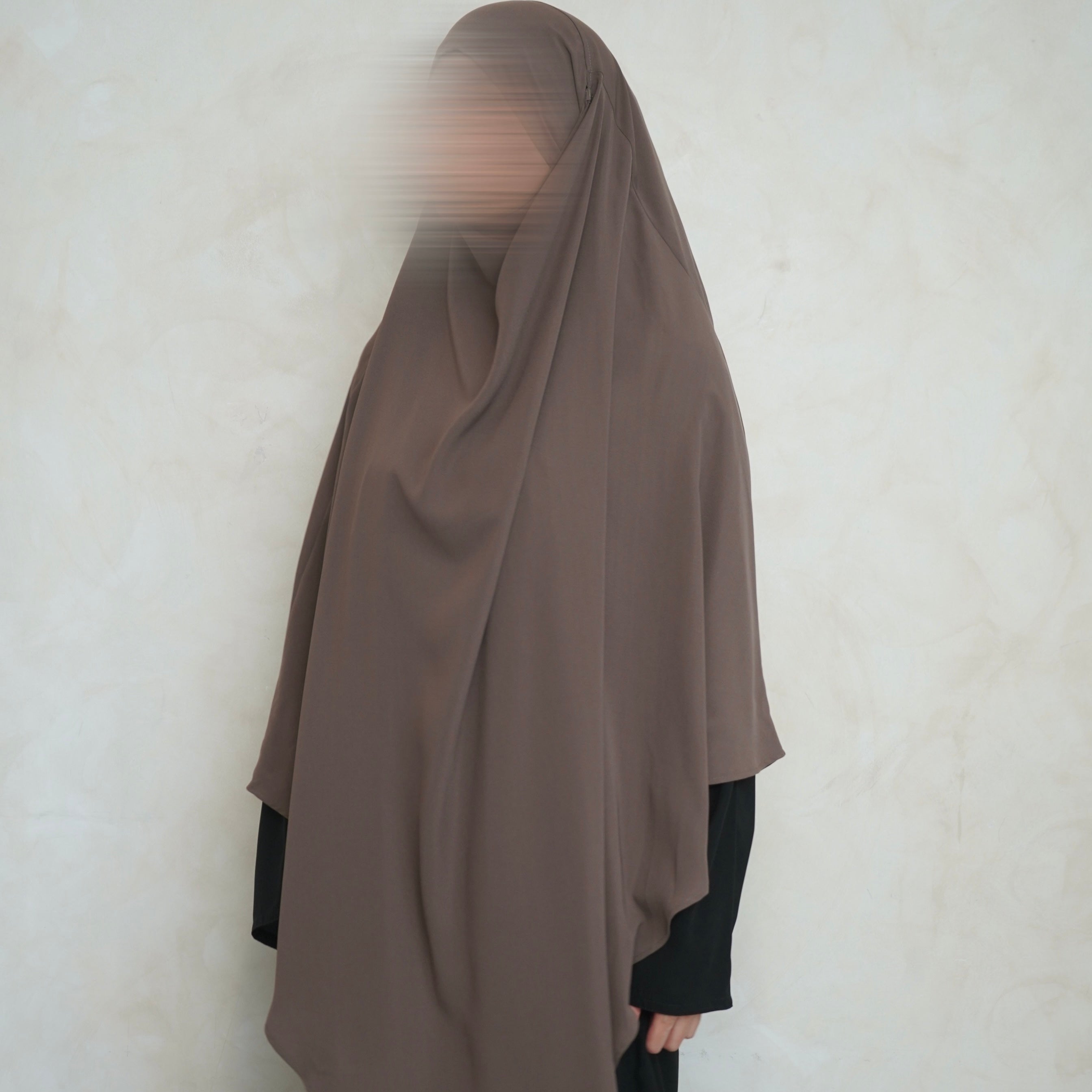 Extra Long Brown Khimar with Niqab Ties